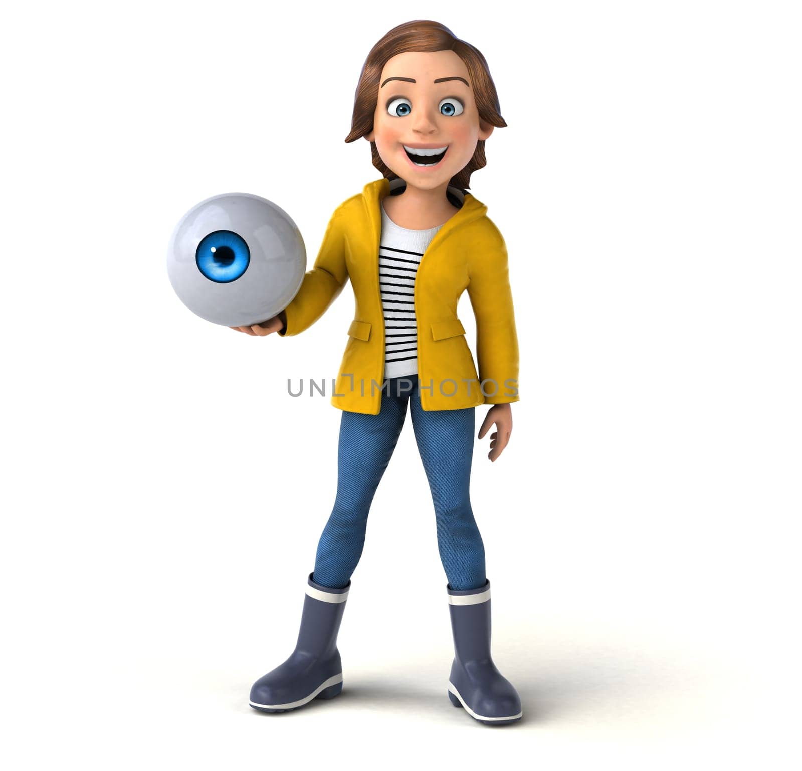 Fun 3D illustration of a cartoon teenage girl