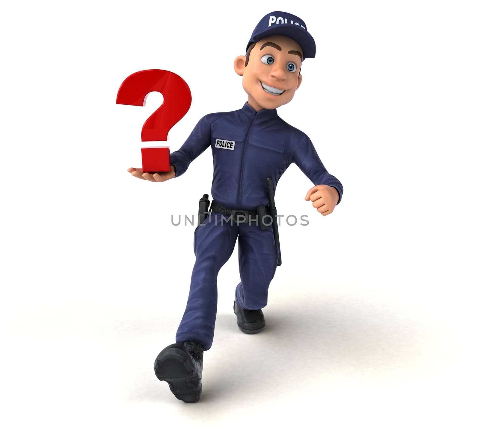 Fun 3D illustration of a cartoon Police Officer