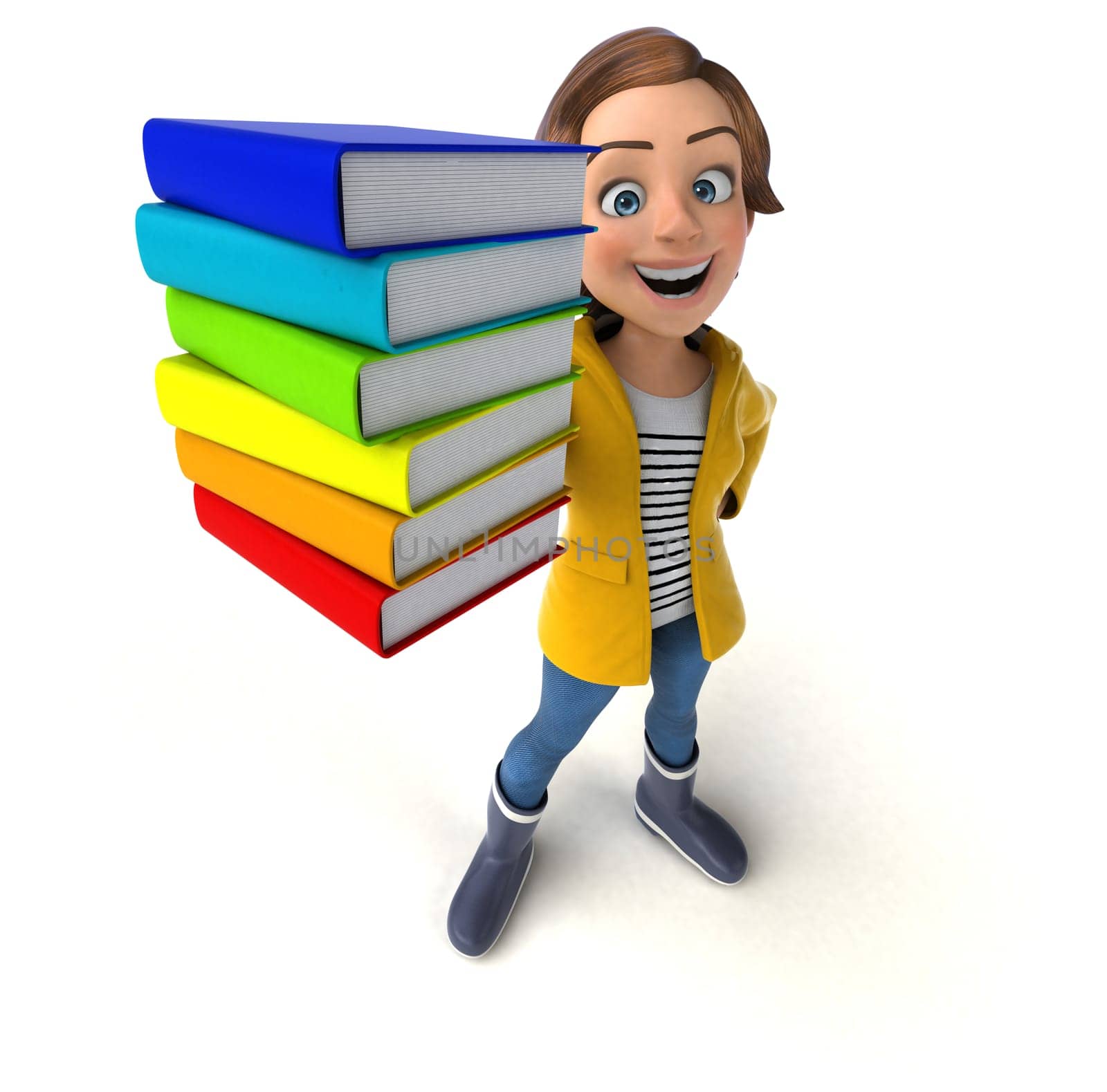Fun 3D illustration of a cartoon teenage girl