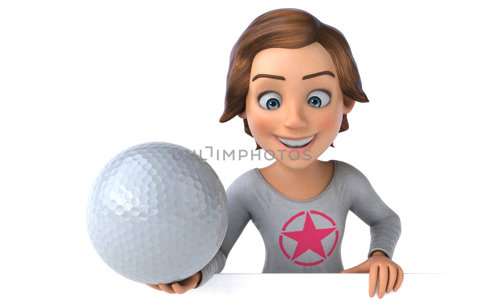 Fun 3D illustration of a cartoon teenage girl