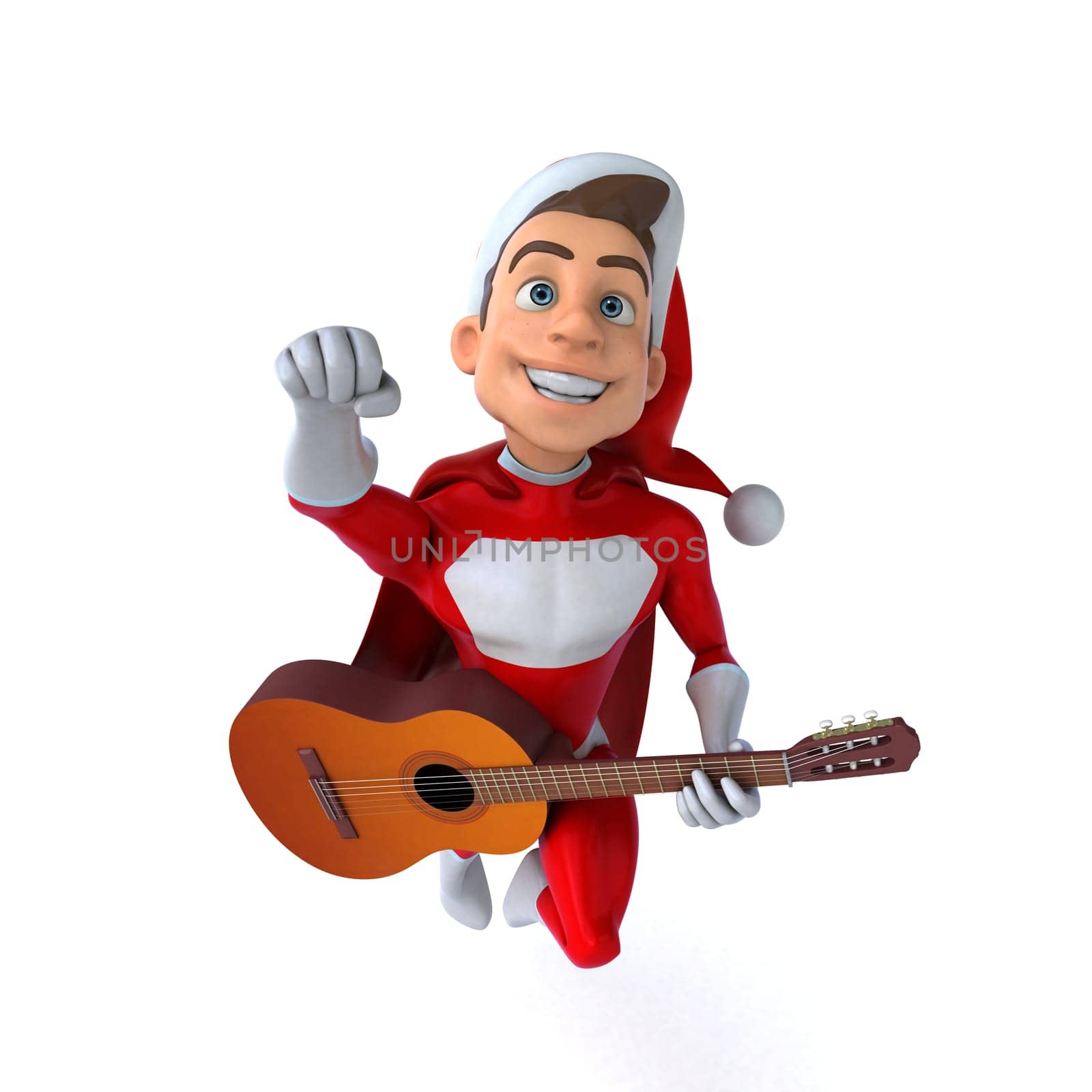 Fun 3D illustration of a fun super santa claus