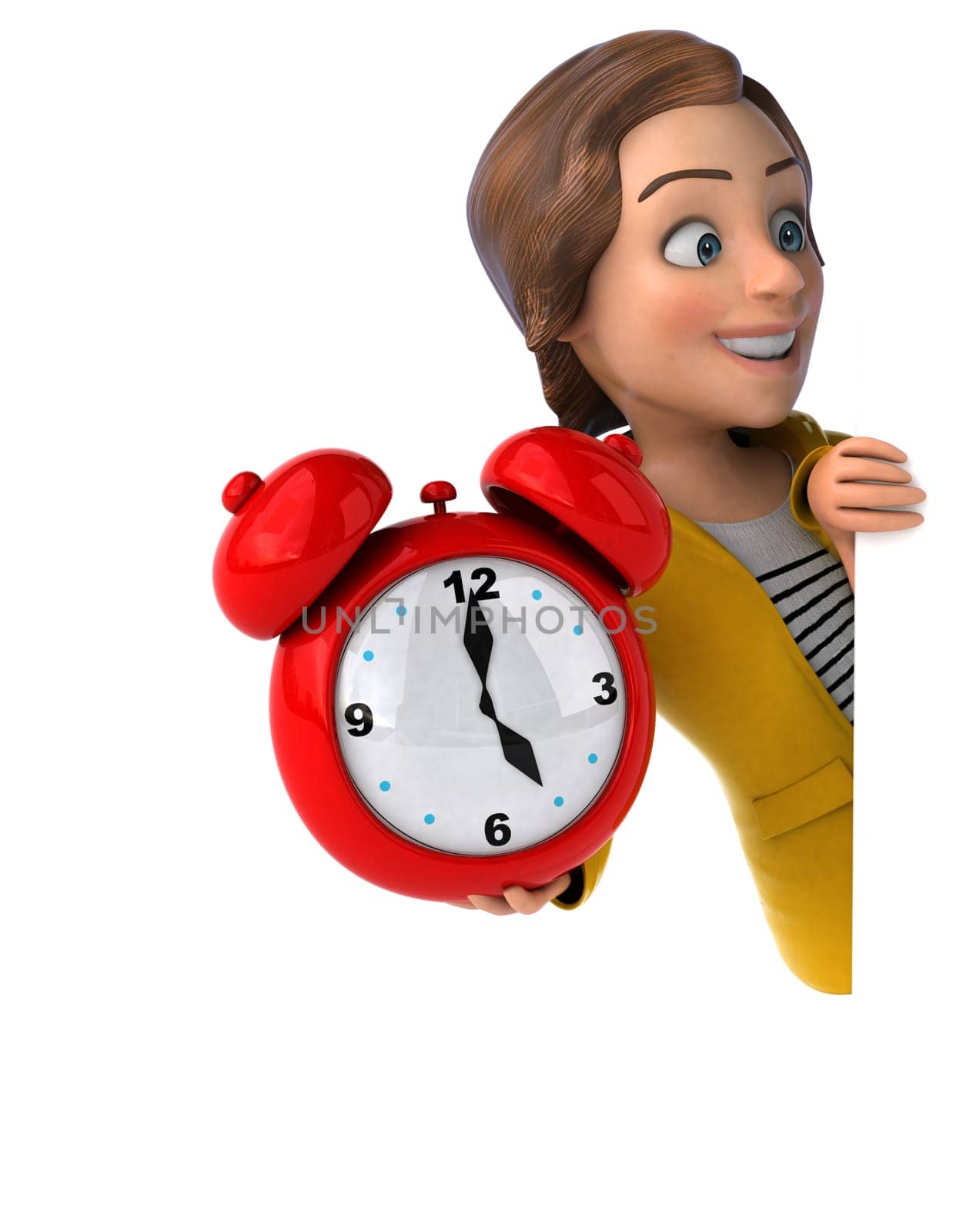 Fun 3D illustration of a cartoon teenage girl