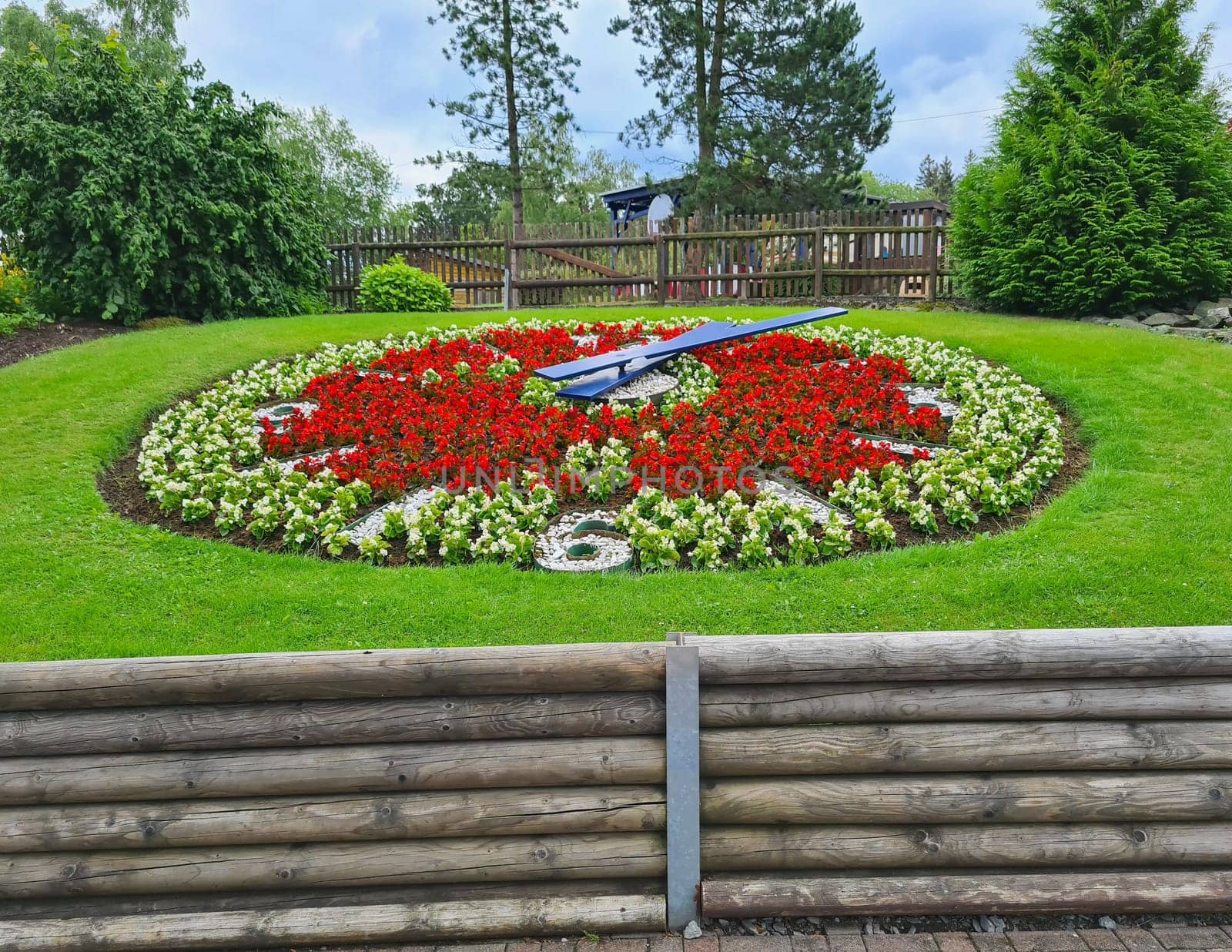 Large flower clock in a public park