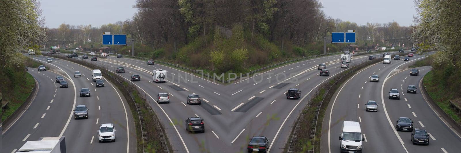 Cars on a german highway in after-work traffic