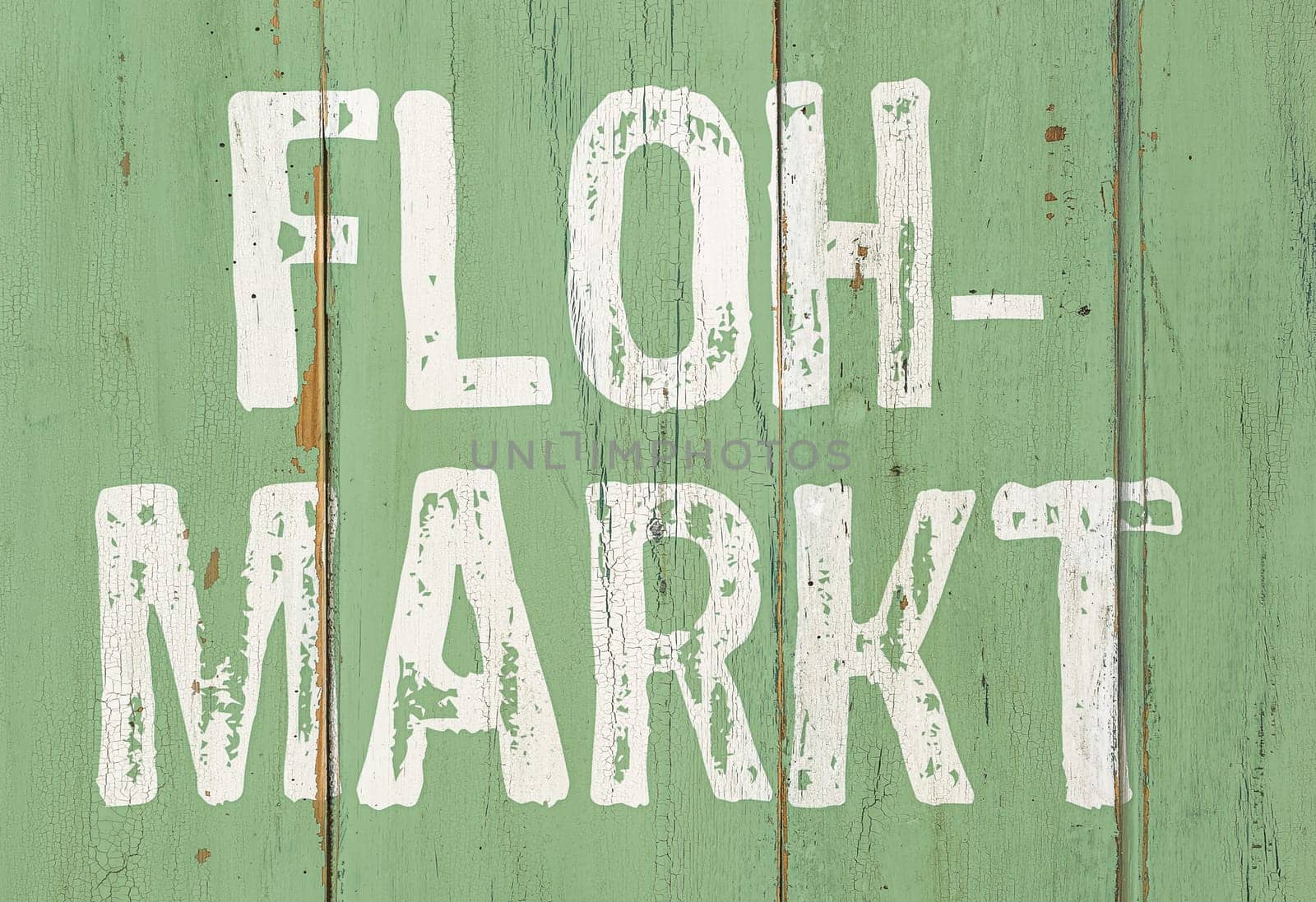 Wooden retro sign - Garage sale in german - Flohmarkt