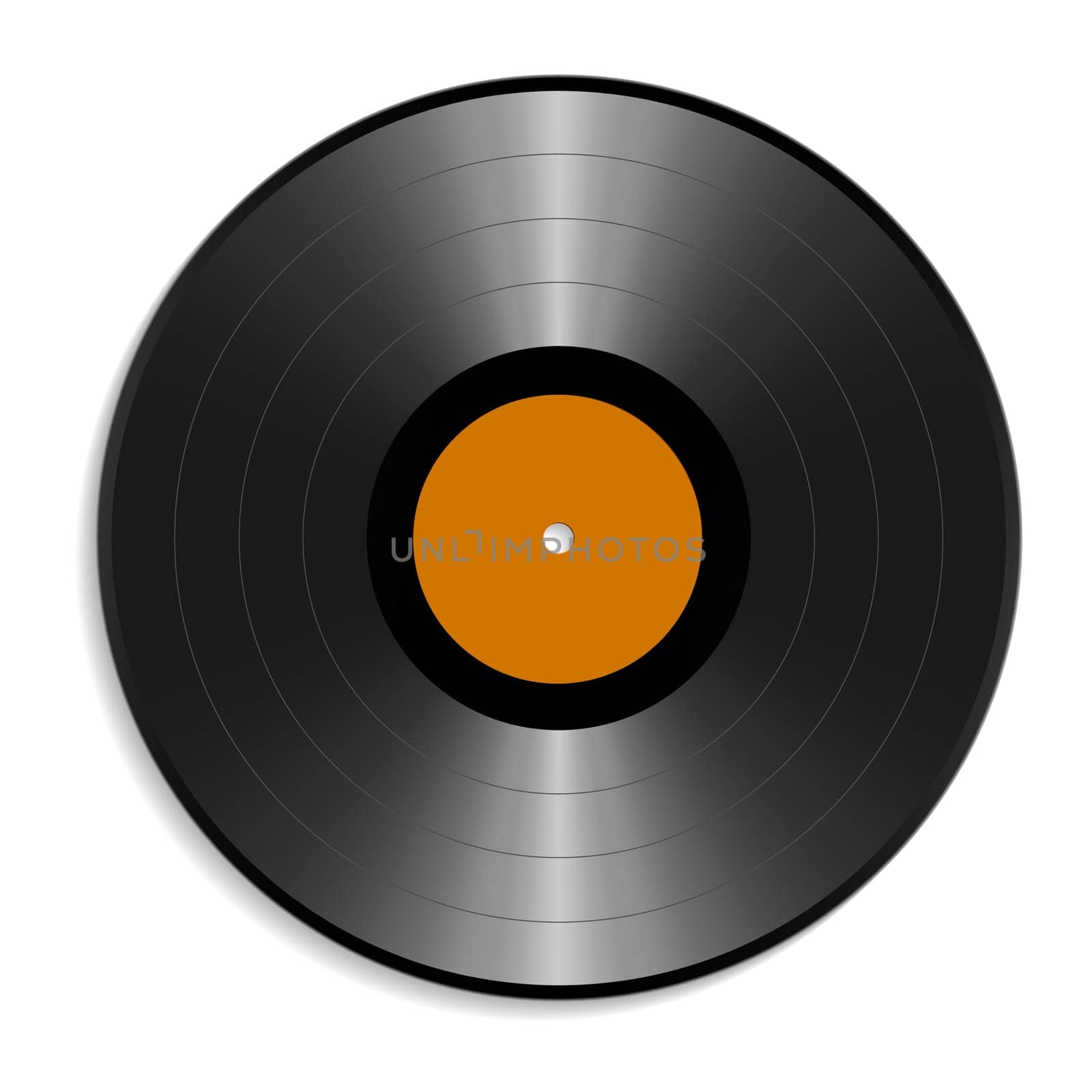 Blank vinyl disc mock up on white background. Realistic empty template of a music record plate. Graphic design element for scrapbooking, musical flyer or poster, web site. Vector illustration.