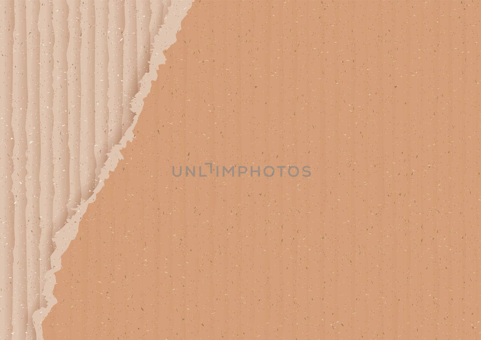 Corrugated cardboard background with torn peace, realistic vector illustration