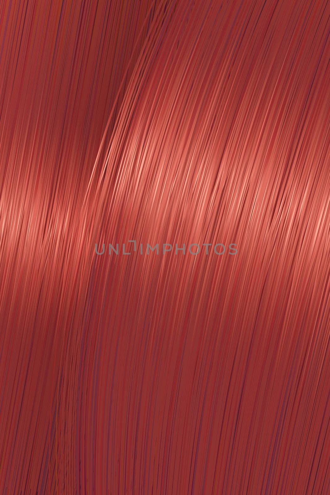 Realistic bright red straight hair texture with glossy shiny detail. Vector illustration.