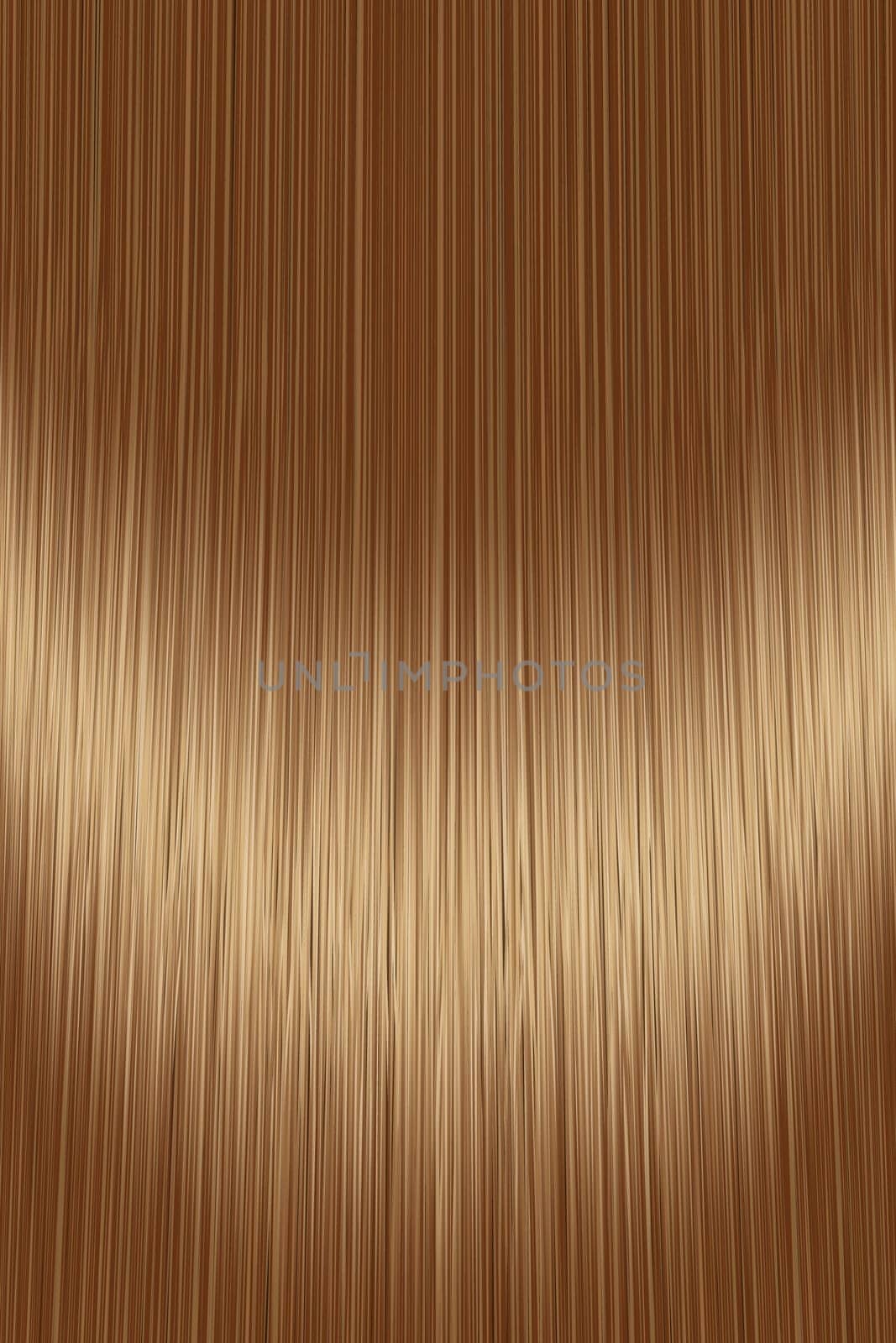 Realistic golden brown brunette hair texture with glossy shiny detail. Vector illustration.