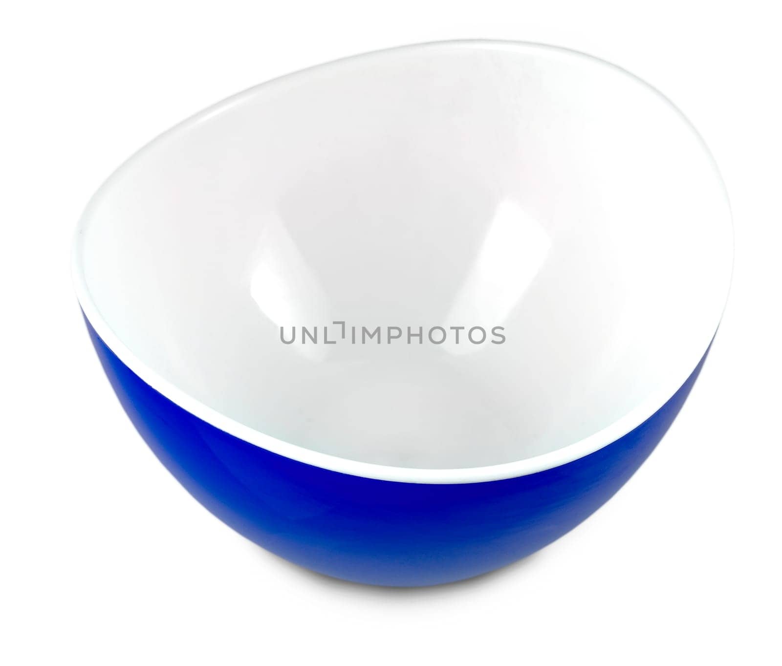 The close up blue plate on white background