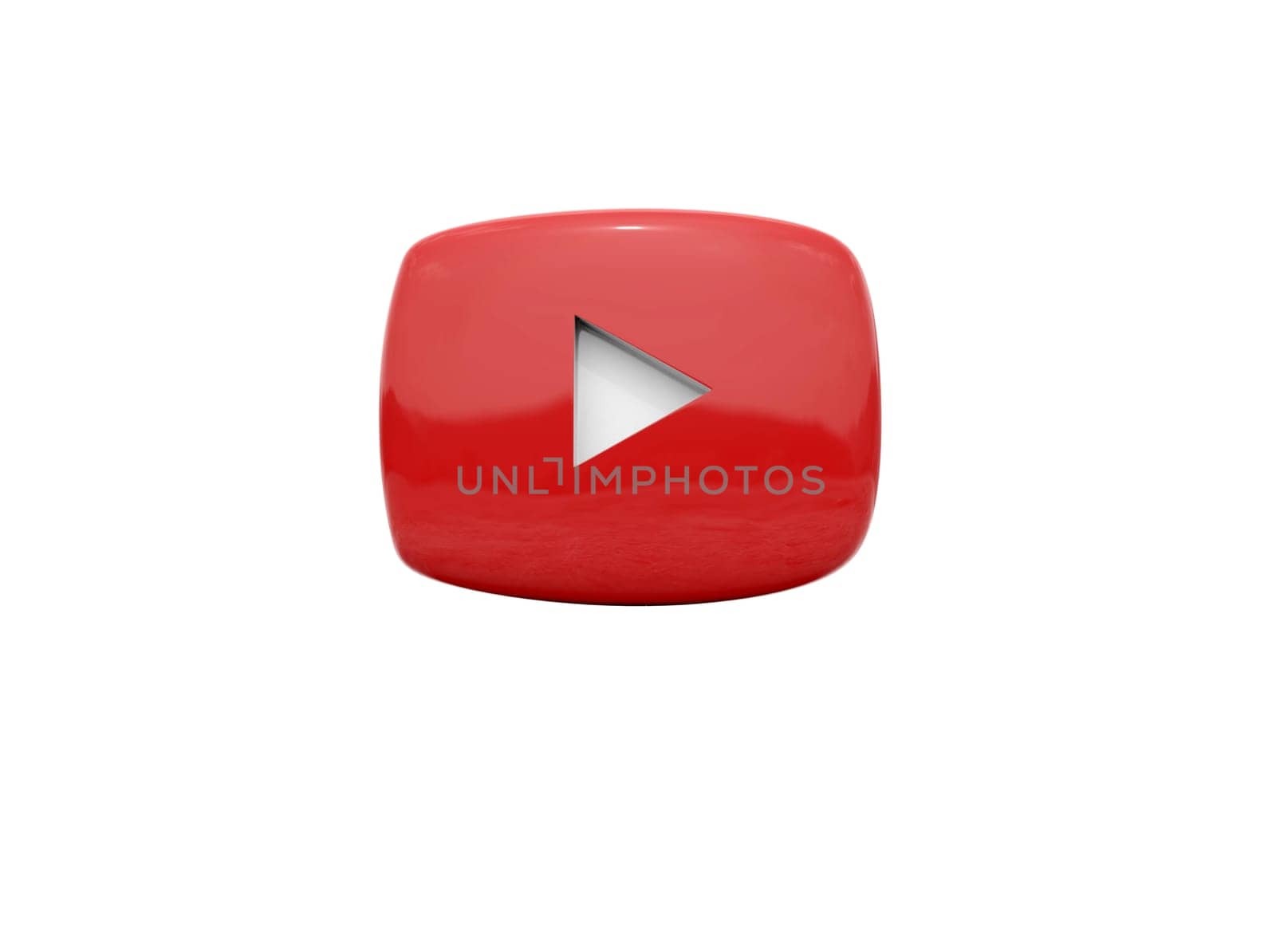 Youtube Play Button Sign Video Icon Logo, Online Broadcasting Service Symbol, Social Media Sign, Youtube Video Streaming Mobile App, Video-Sharing Site Upload, View and Share Videos, 3d Illustration