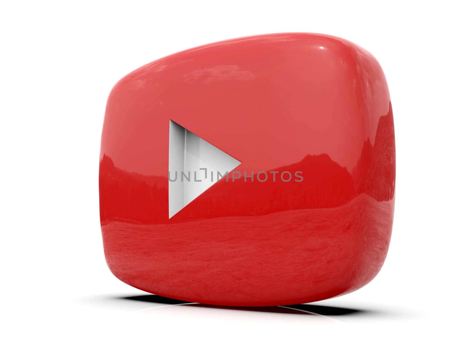 Youtube Play Button Sign Video Icon Logo, Online Broadcasting Service Symbol, Social Media Sign, Youtube Video Streaming Mobile App, Video-Sharing Site Upload, View and Share Videos, 3d Illustration