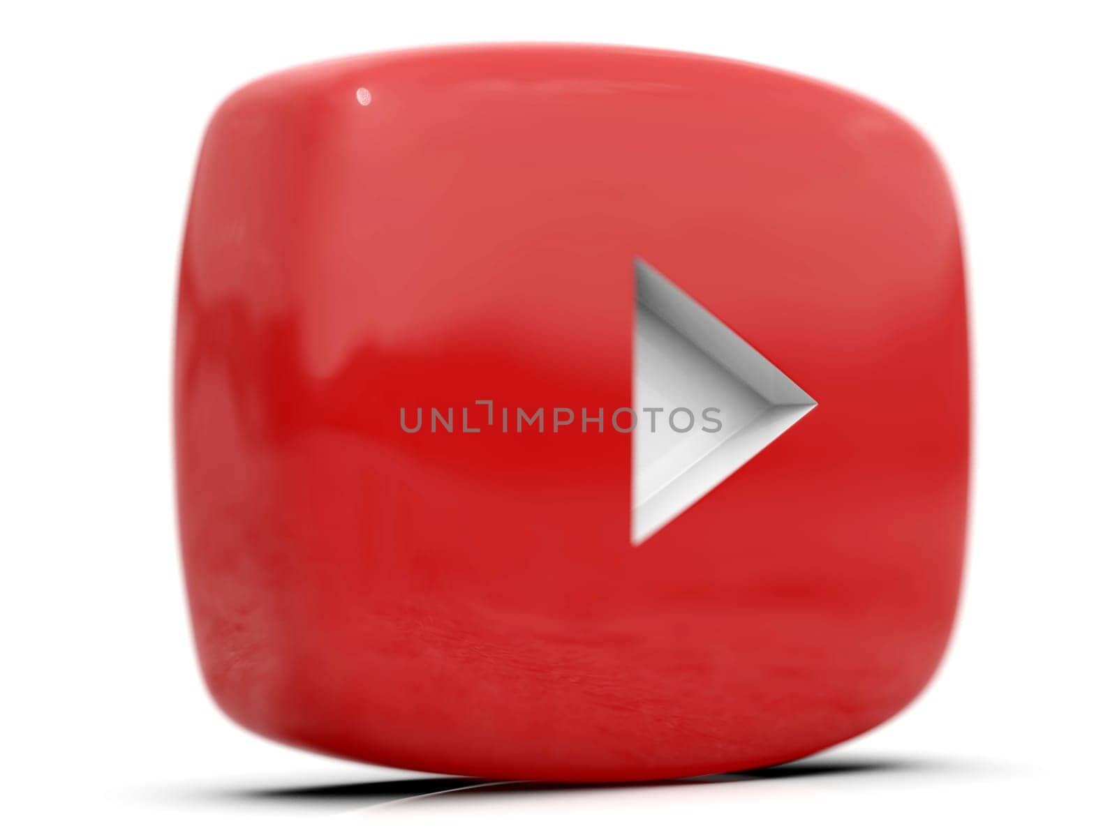 Youtube Play Button Sign Video Icon Logo, Online Broadcasting Service Symbol, Social Media Sign, Youtube Video Streaming Mobile App, Video-Sharing Site Upload, View and Share Videos, 3d Illustration