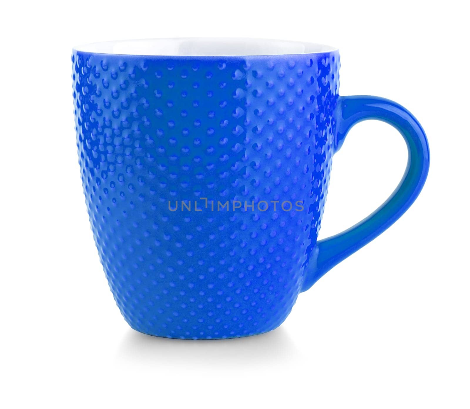 The blue cup mug drink on white background isolation