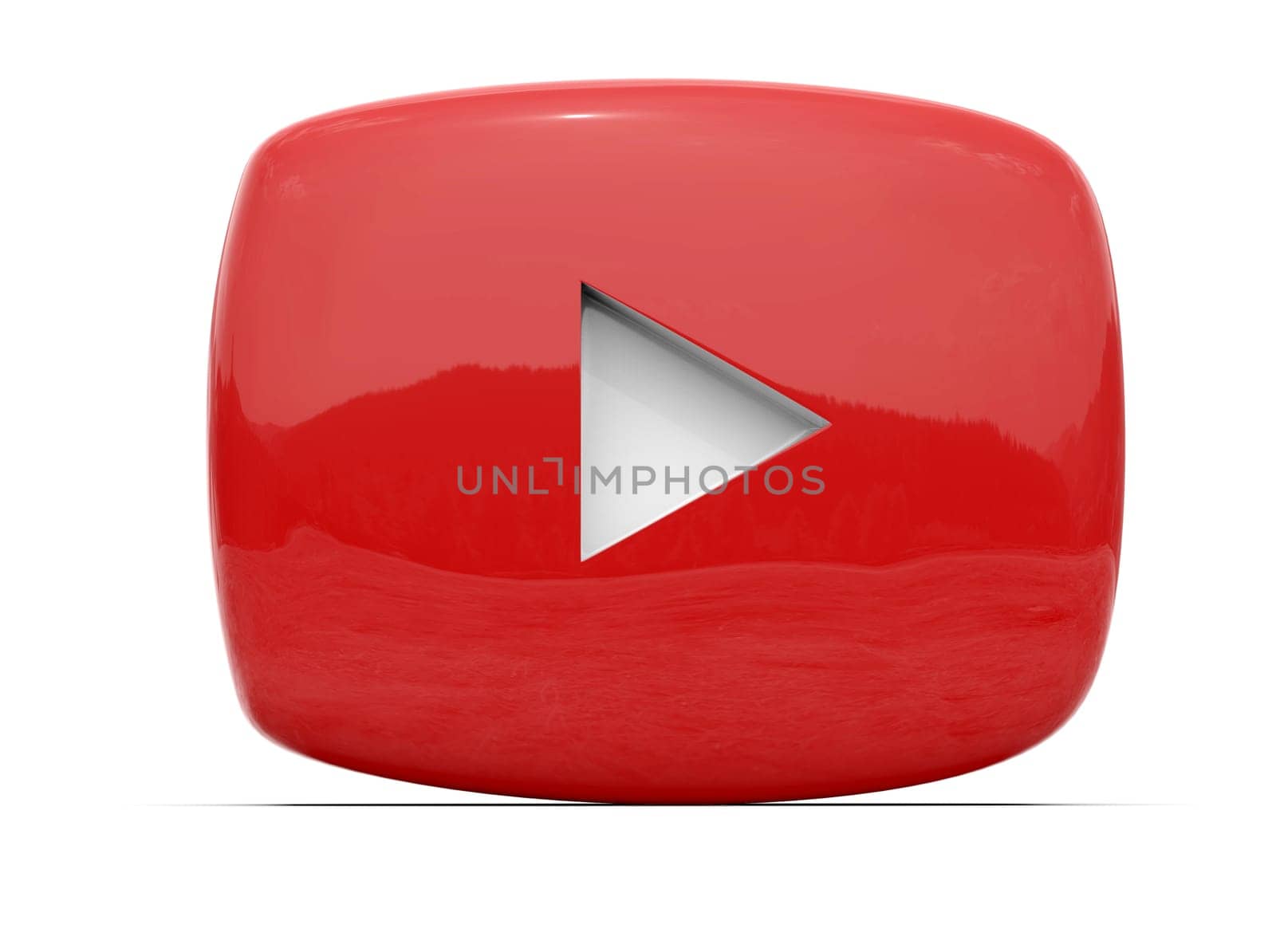 Youtube Play Button Sign Video Icon Logo, Online Broadcasting Service Symbol, Social Media Sign, Youtube Video Streaming Mobile App, Video-Sharing Site Upload, View and Share Videos, 3d Illustration
