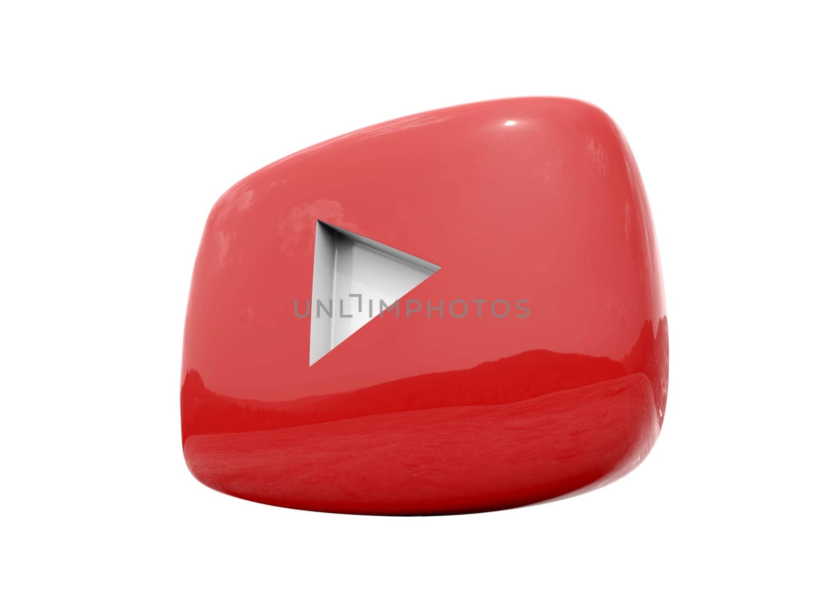 Youtube Play Button Sign Video Icon Logo, Online Broadcasting Service Symbol, Social Media Sign, Youtube Video Streaming Mobile App, Video-Sharing Site Upload, View and Share Videos, 3d Illustration