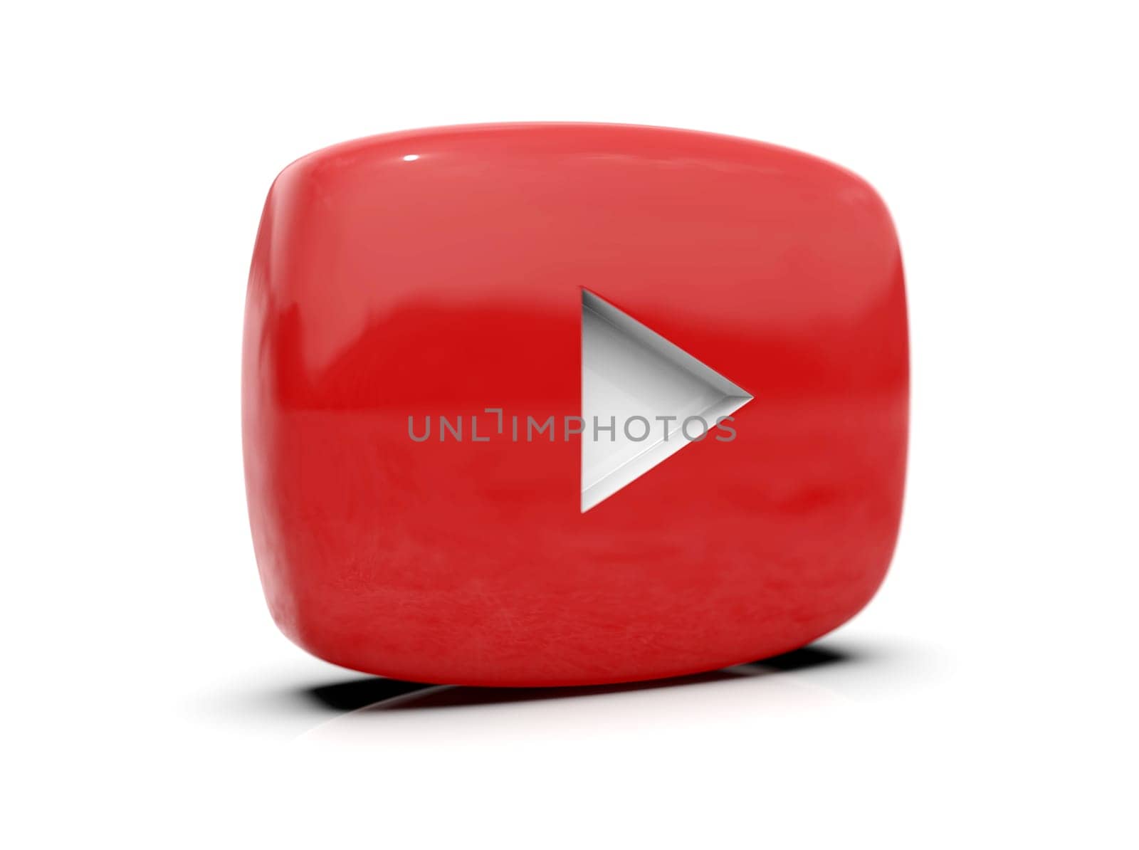 Youtube Play Button Sign Video Icon Logo, Online Broadcasting Service Symbol, Social Media Sign, Youtube Video Streaming Mobile App, Video-Sharing Site Upload, View and Share Videos, 3d Illustration
