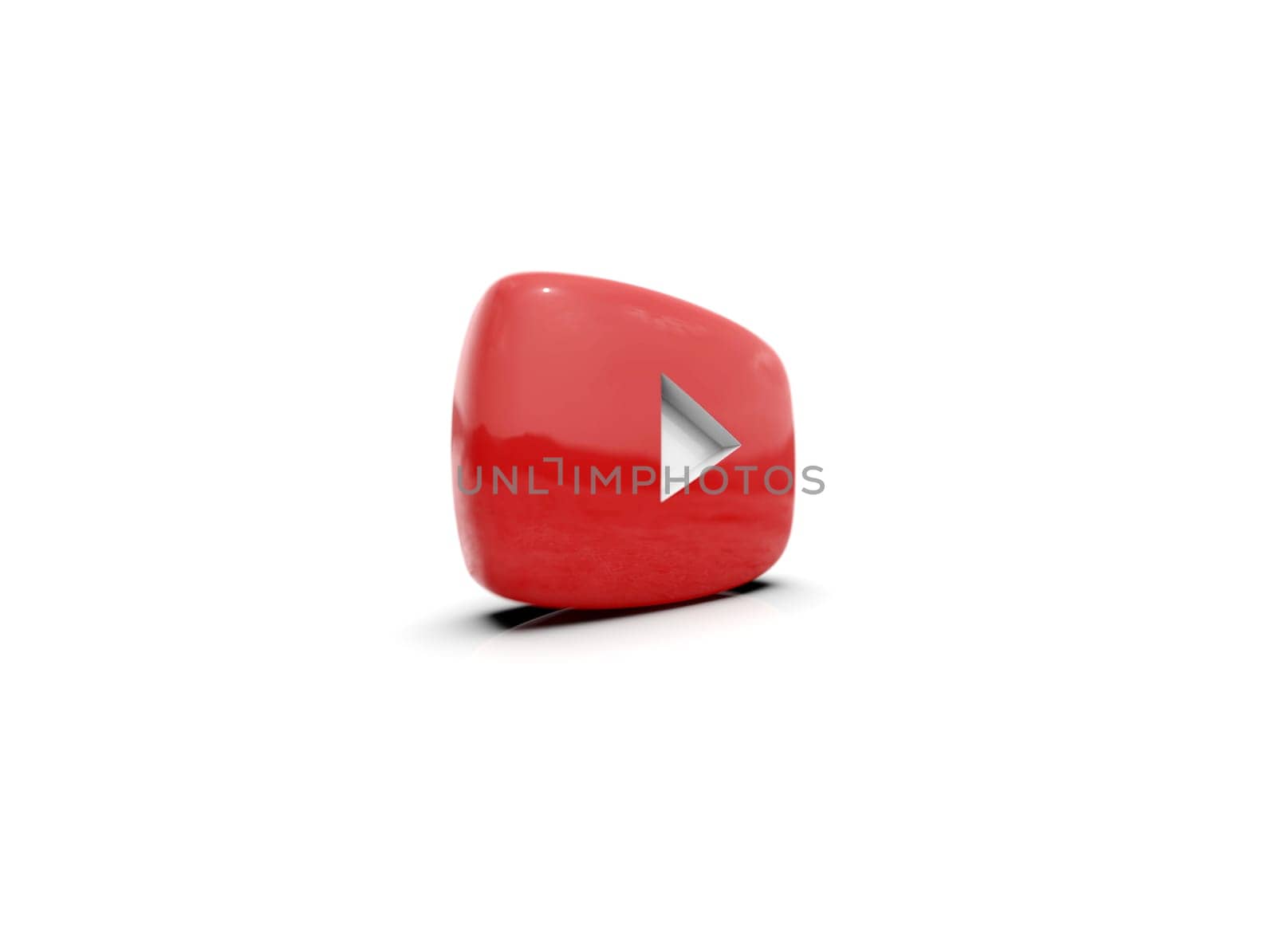 Youtube Play Button Sign Video Icon Logo, Online Broadcasting Service Symbol, Social Media Sign, Youtube Video Streaming Mobile App, Video-Sharing Site Upload, View and Share Videos, 3d Illustration