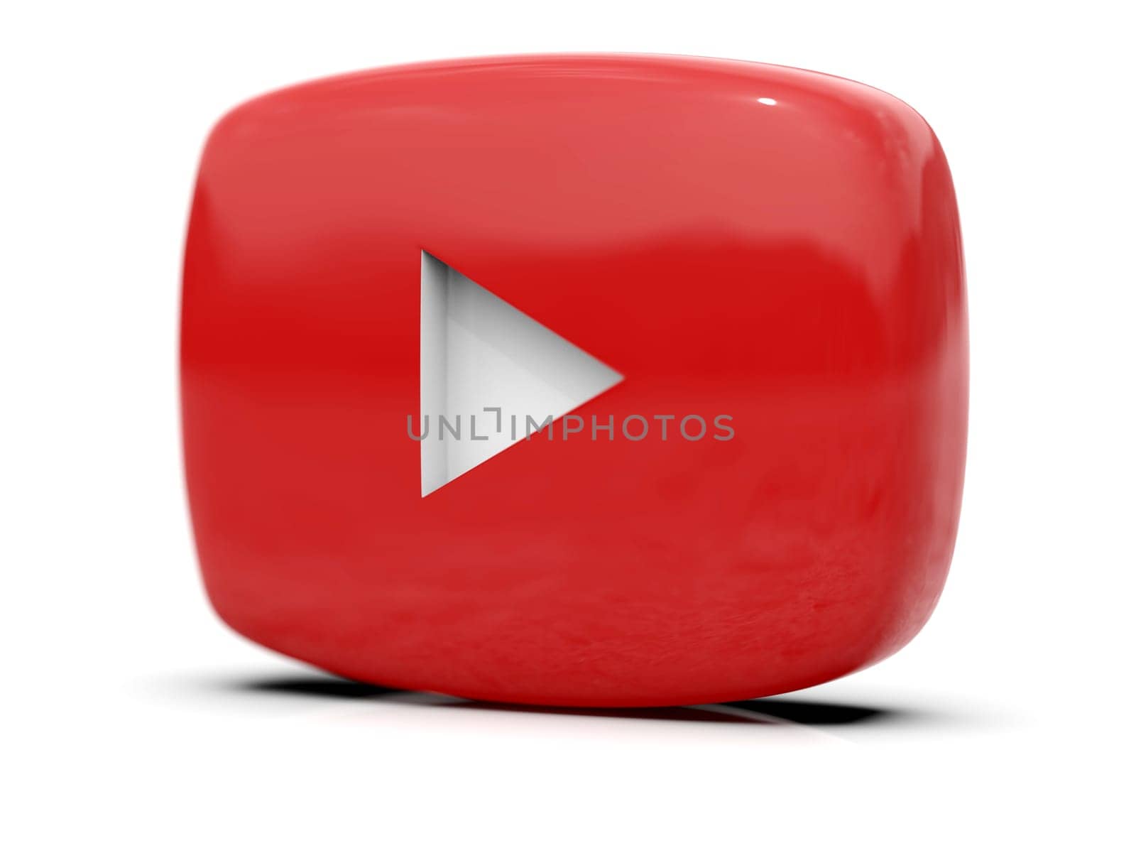 Youtube Play Button Sign Video Icon Logo, Online Broadcasting Service Symbol, Social Media Sign, Youtube Video Streaming Mobile App, Video-Sharing Site Upload, View and Share Videos, 3d Illustration