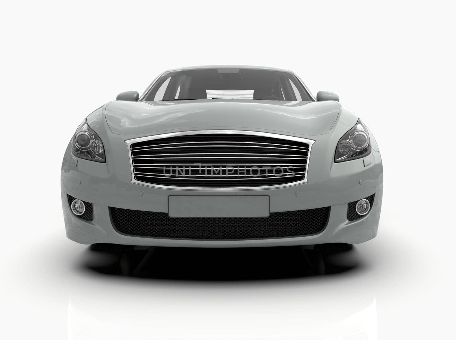 Generic and Brandless Car Isolated on White 3d Illustration, Contemporary Sedan Studio, Dealership Automobile Industry, Auto Transport, Infographics Automotive Background, City Vehicle Template