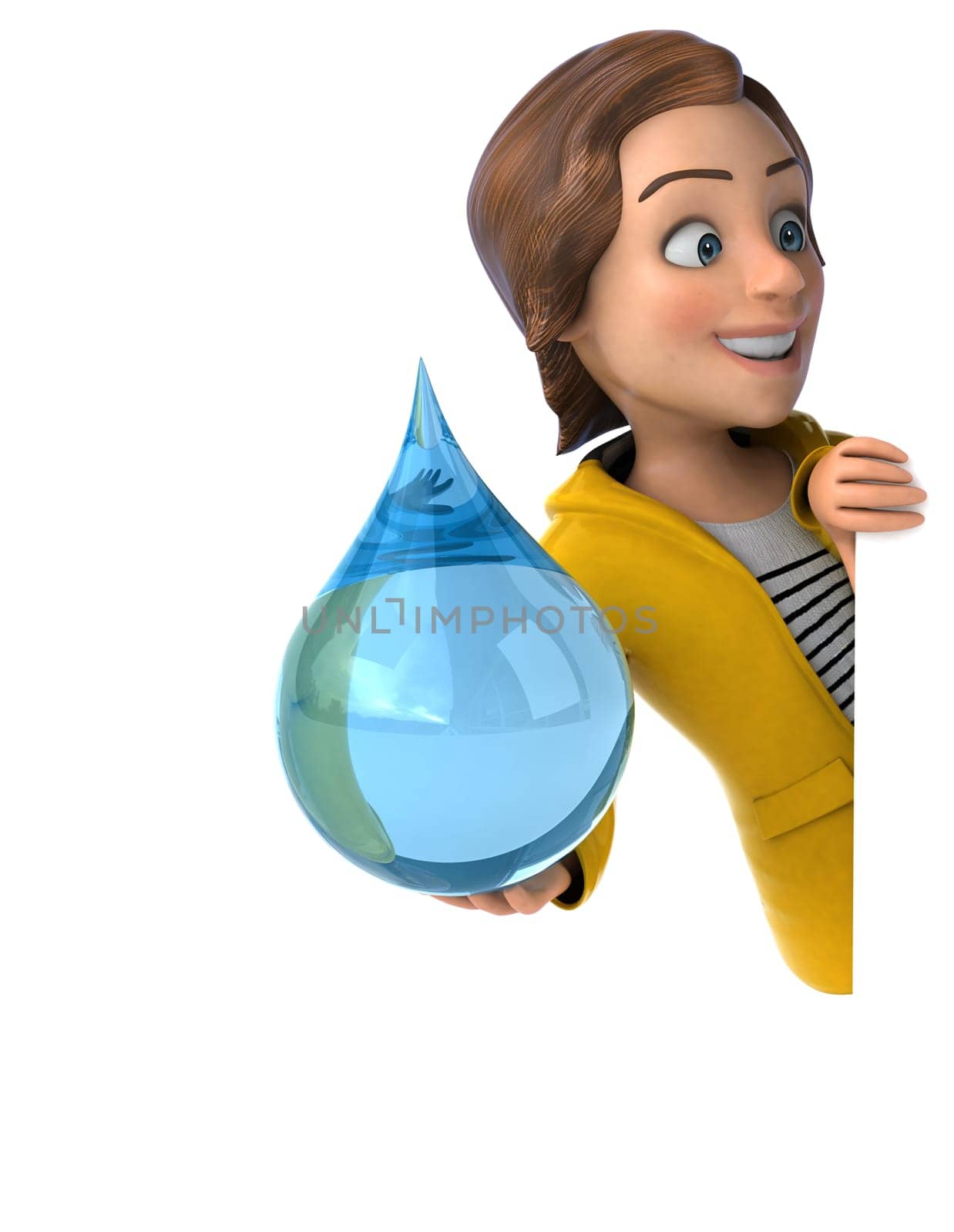Fun 3D illustration of a cartoon teenage girl