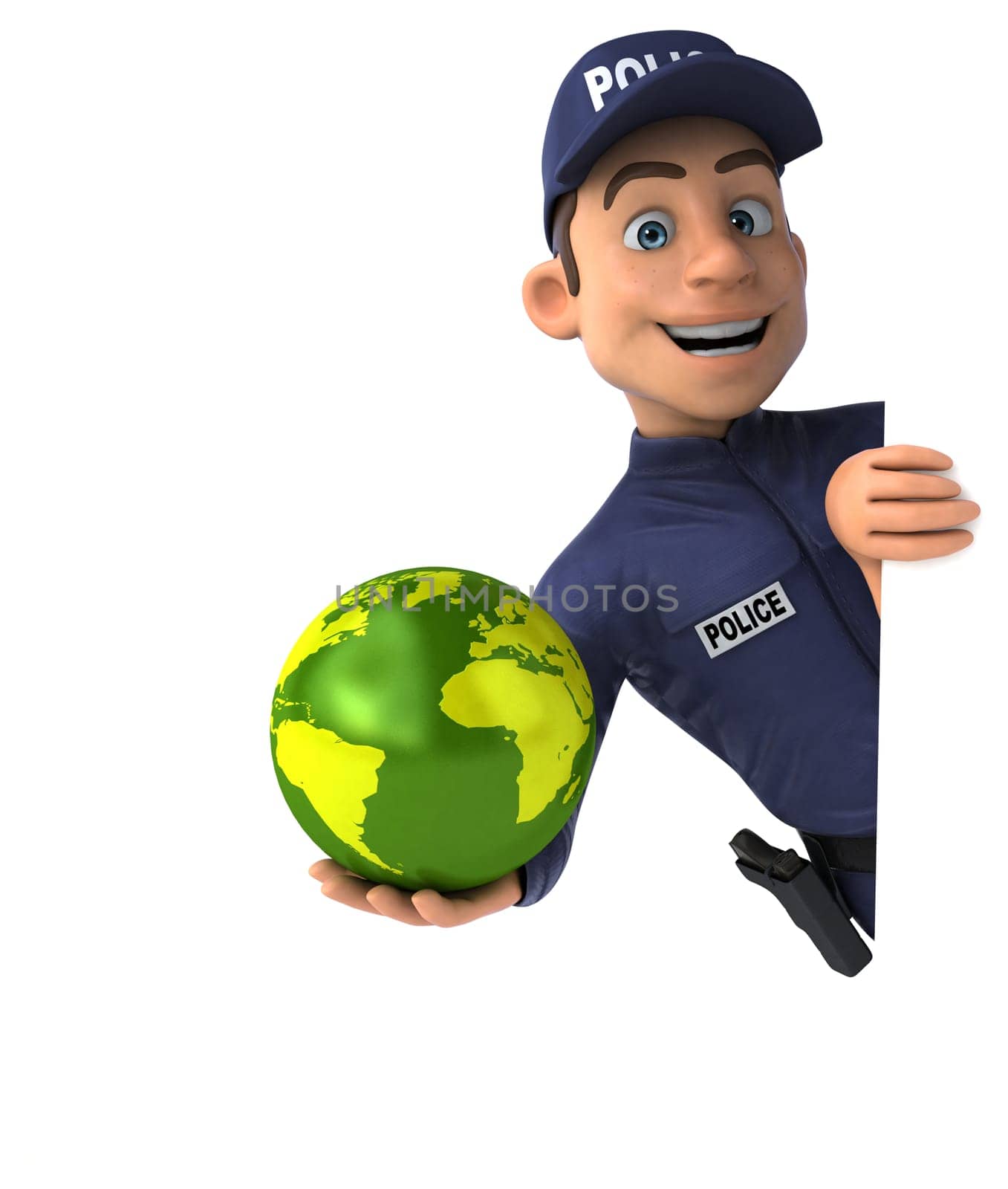 Fun 3D illustration of a cartoon Police Officer