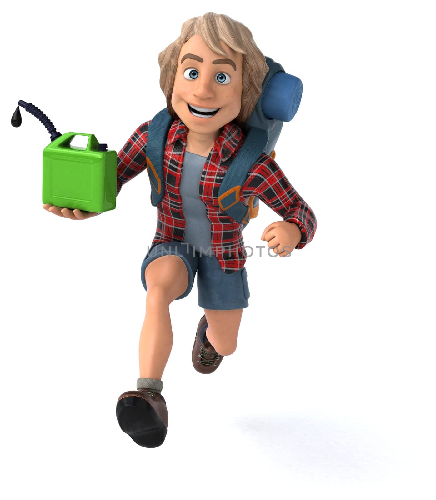 Fun backpacker cartoon guy