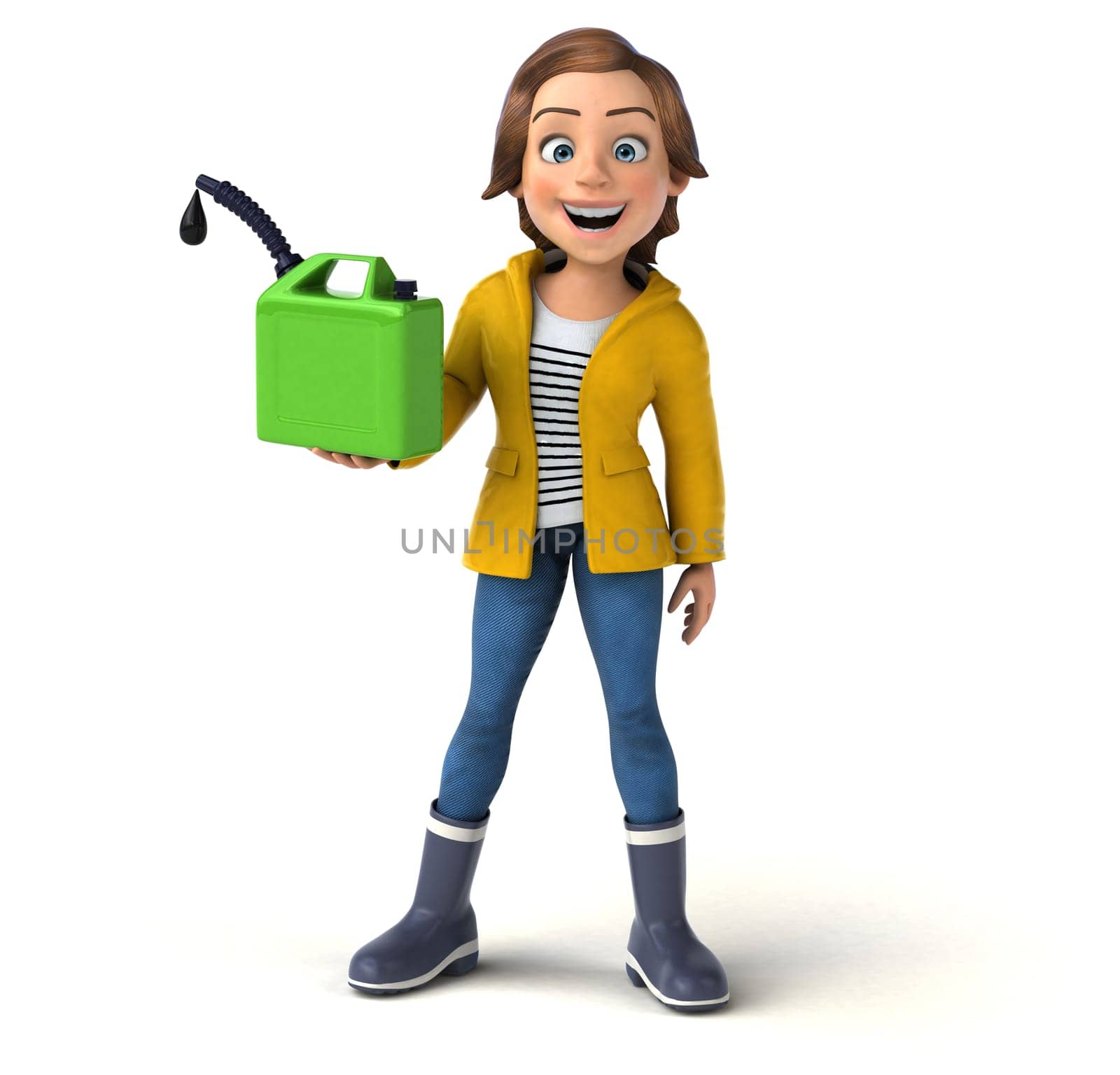 Fun 3D illustration of a cartoon teenage girl