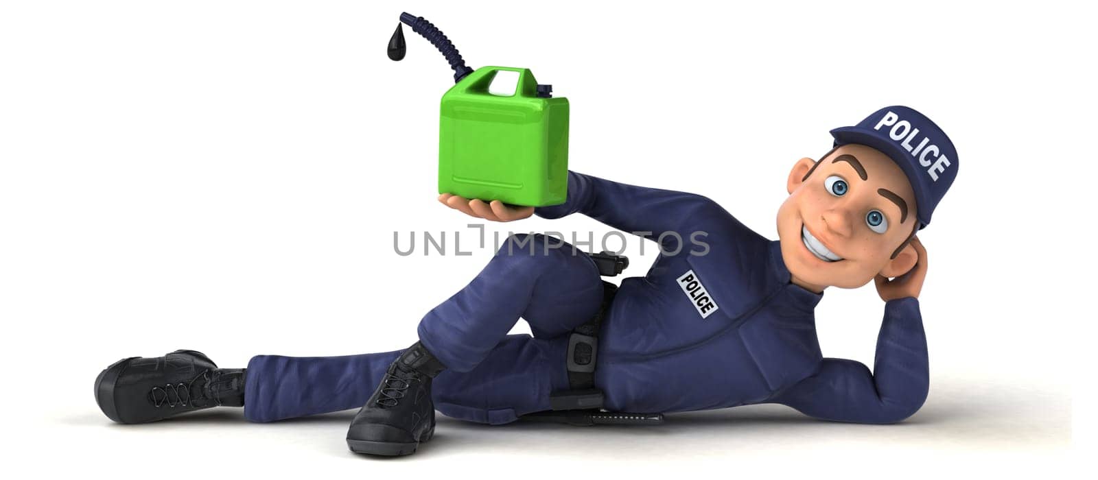 Fun 3D illustration of a cartoon Police Officer