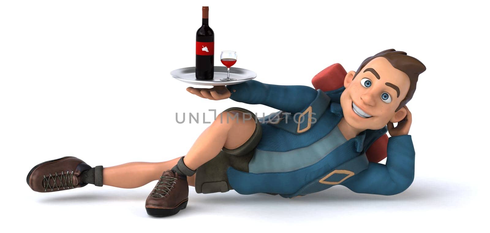 Fun illustration of a 3D cartoon backpacker