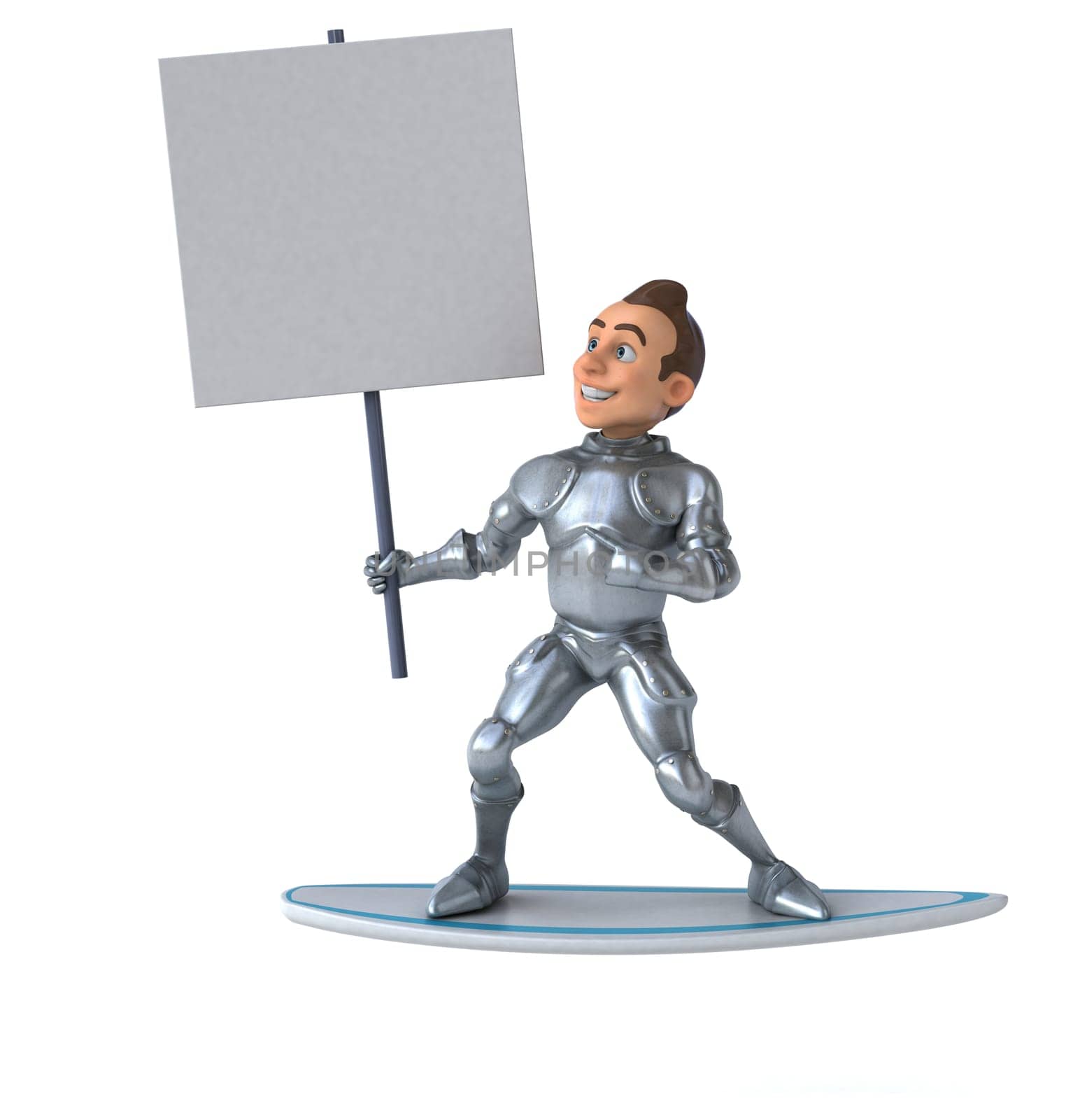 Fun 3D cartoon knight surfing