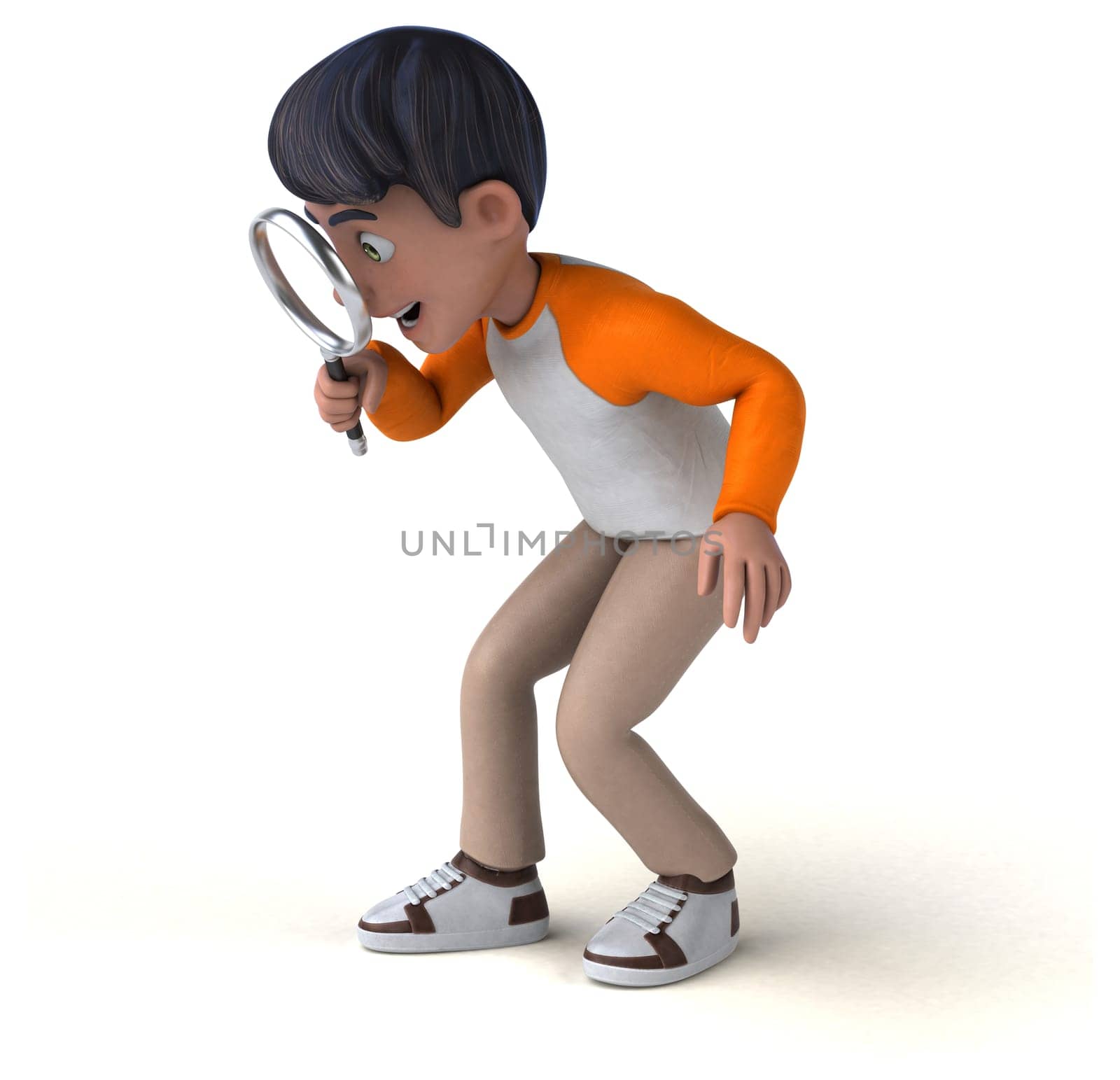 Fun 3D cartoon Asian teenager .