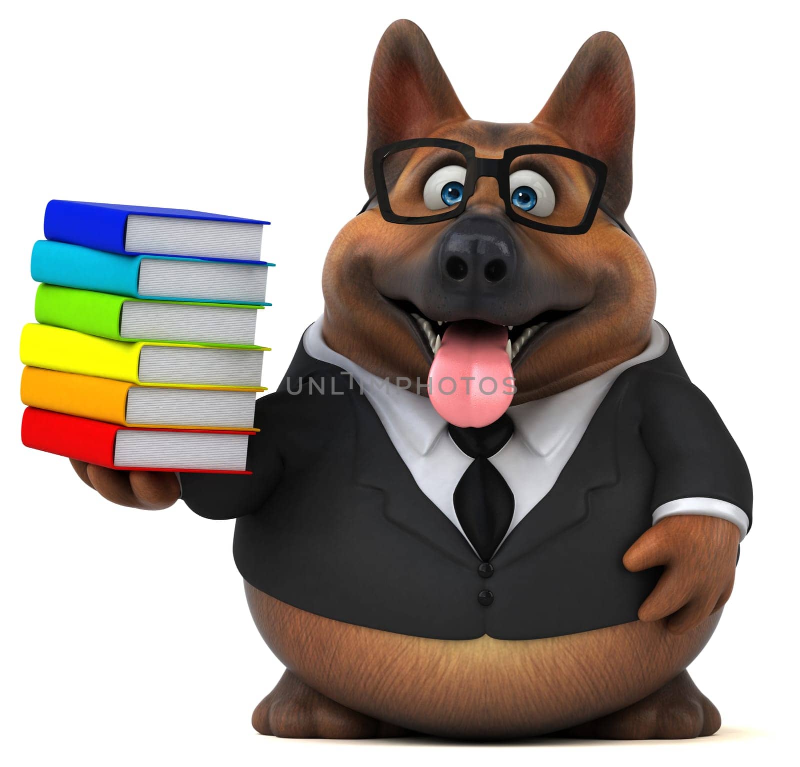 Fun german shepherd dog - 3D Illustration