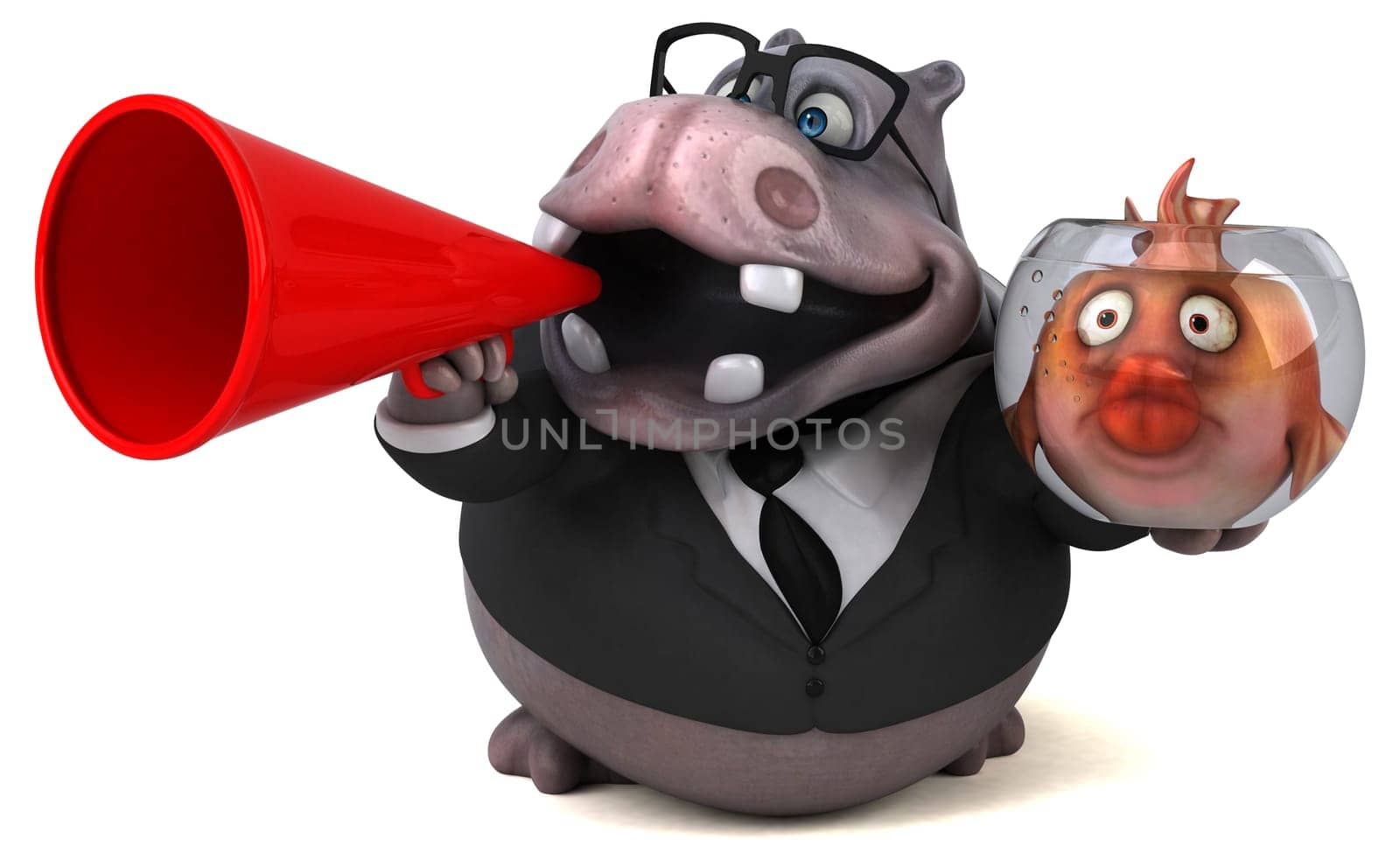 Fun hippo - 3D Illustration