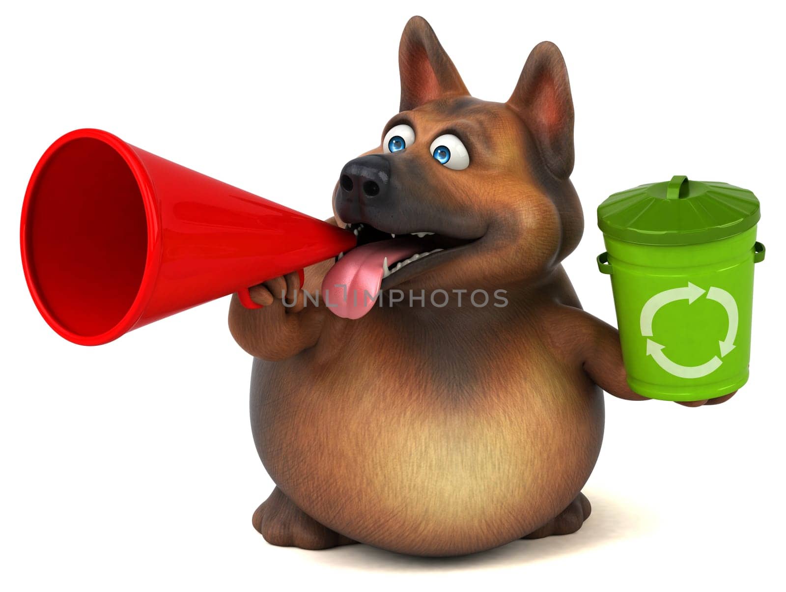 Fun german shepherd dog - 3D Illustration