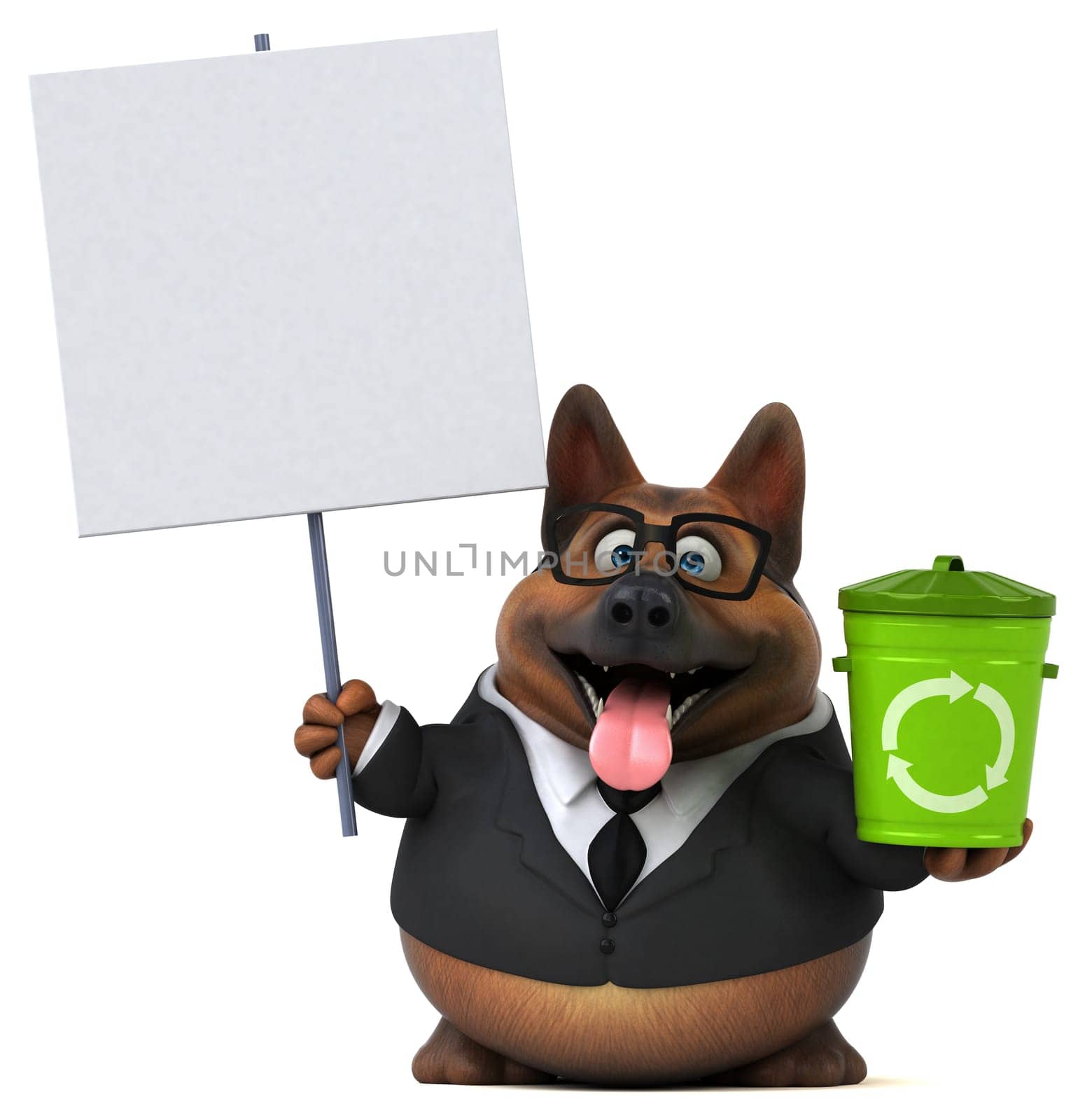 Fun german shepherd dog - 3D Illustration