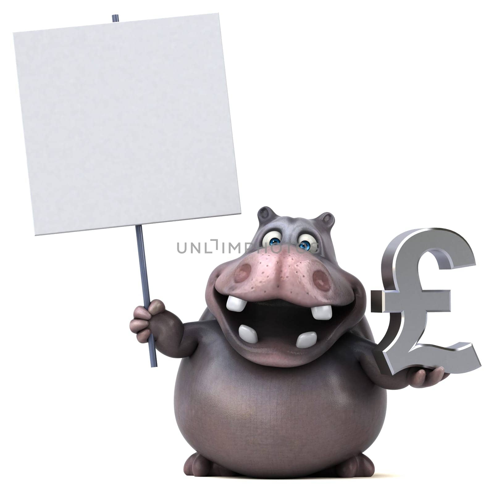 Fun hippo - 3D Illustration