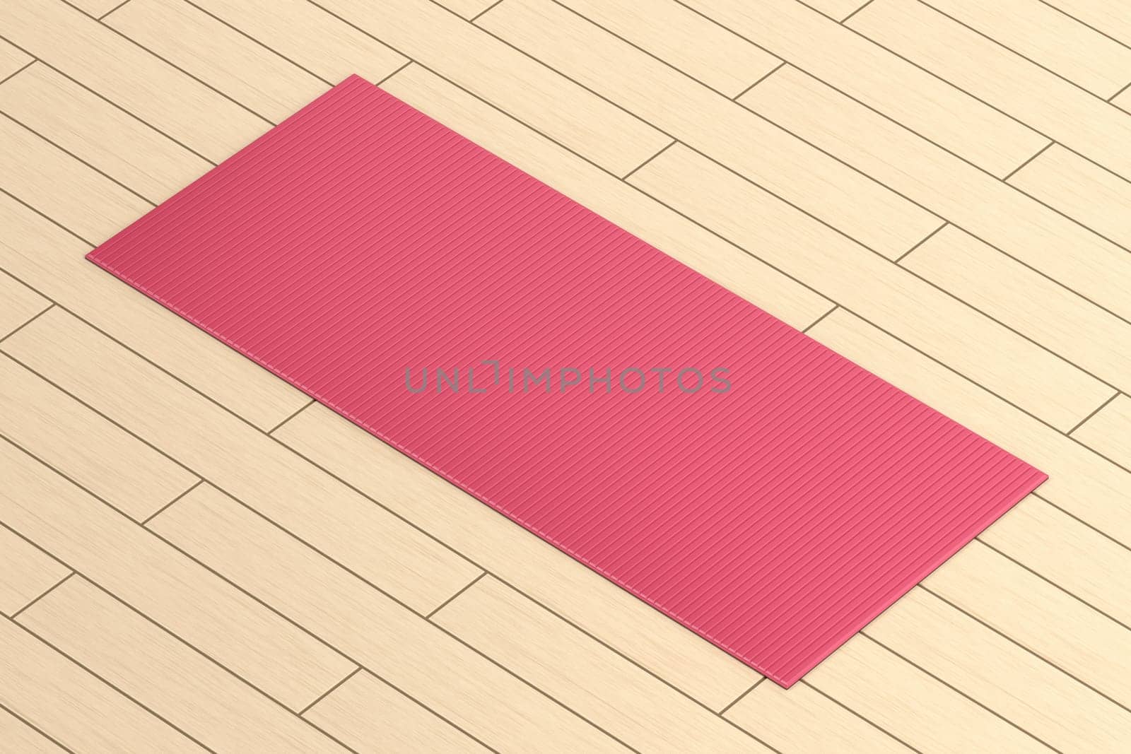 Rubber exercise mat on wood floor