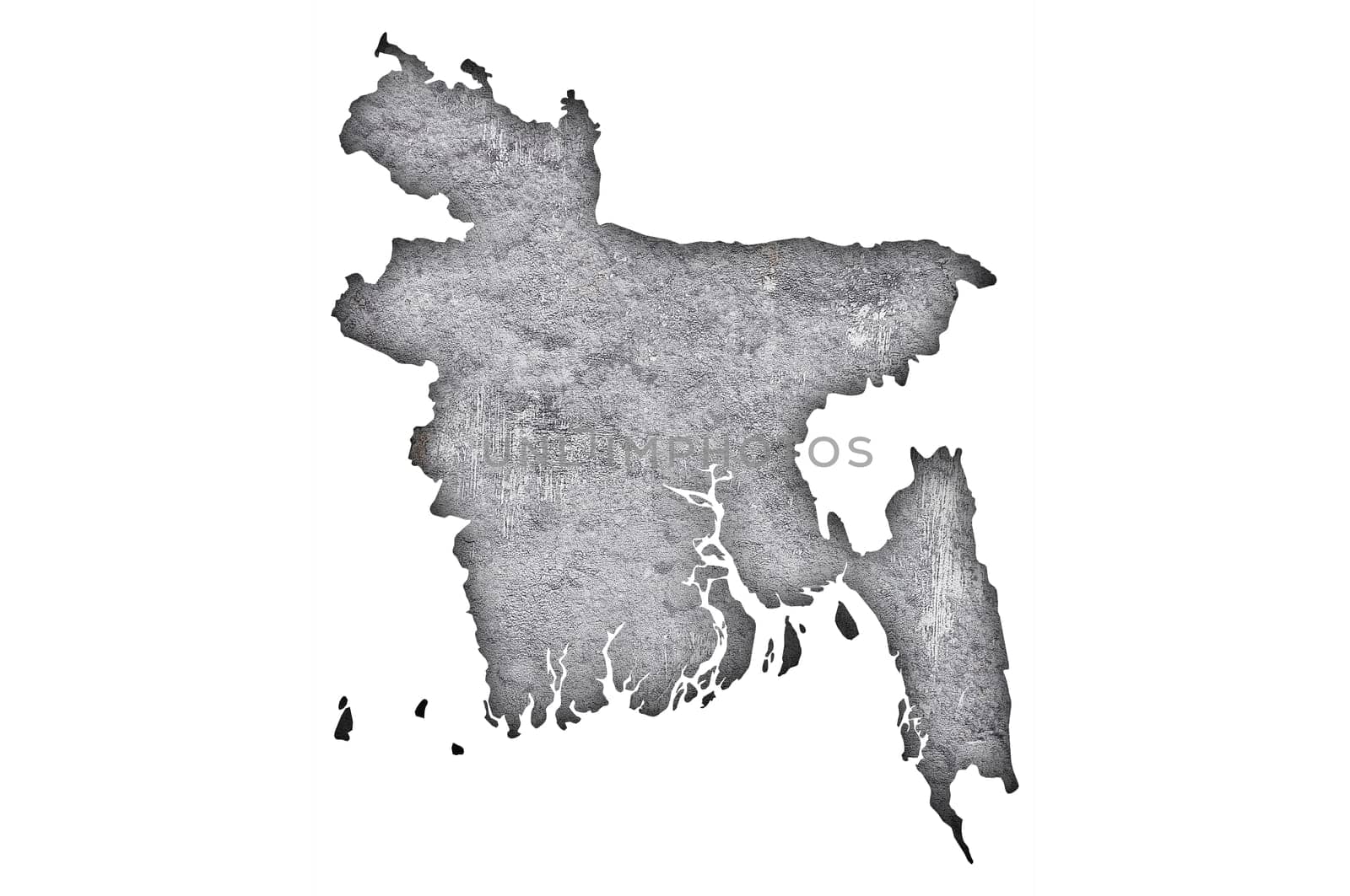 Map of Bangladesh on weathered concrete