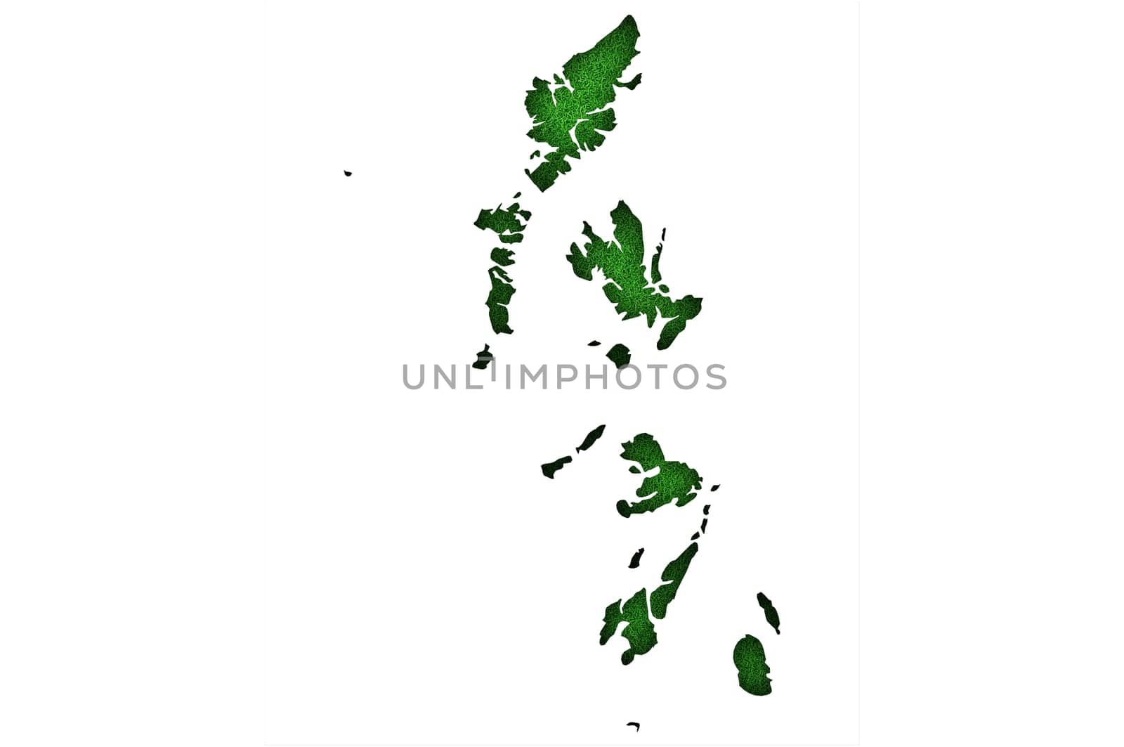 Map of Hebrides on green felt