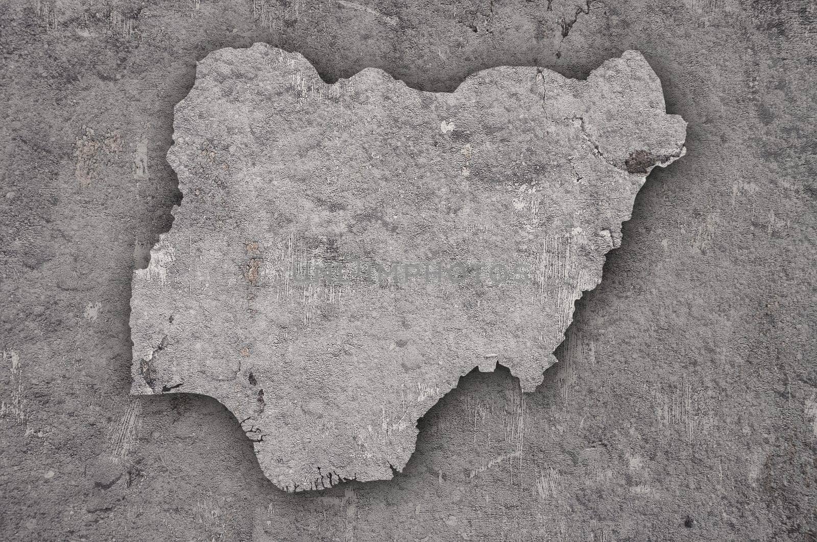 Map of Nigeria on weathered concrete