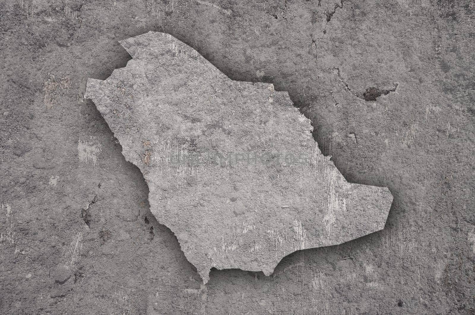 Map of Saudi Arabia on weathered concrete