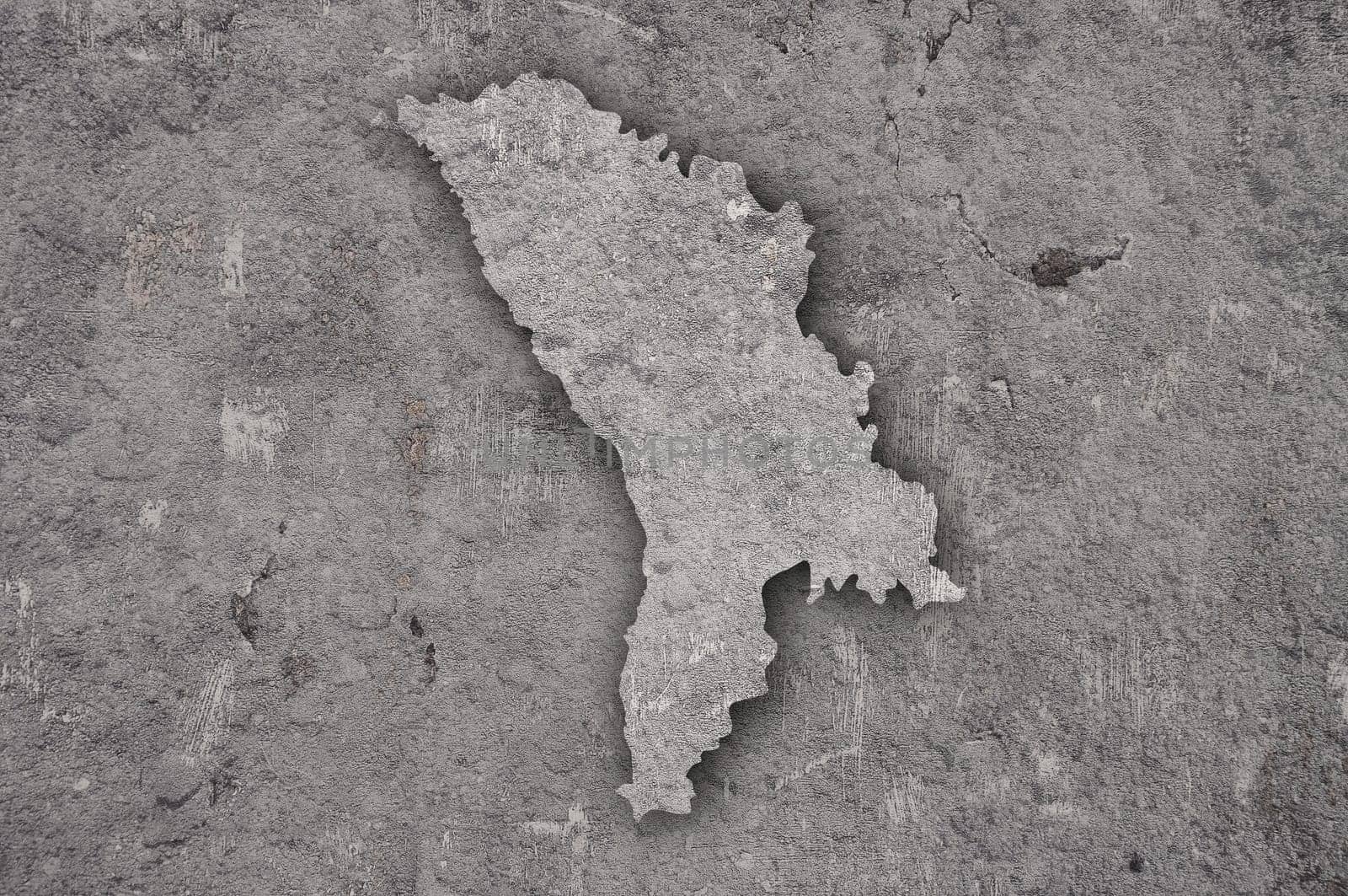 Map of Moldova on weathered concrete