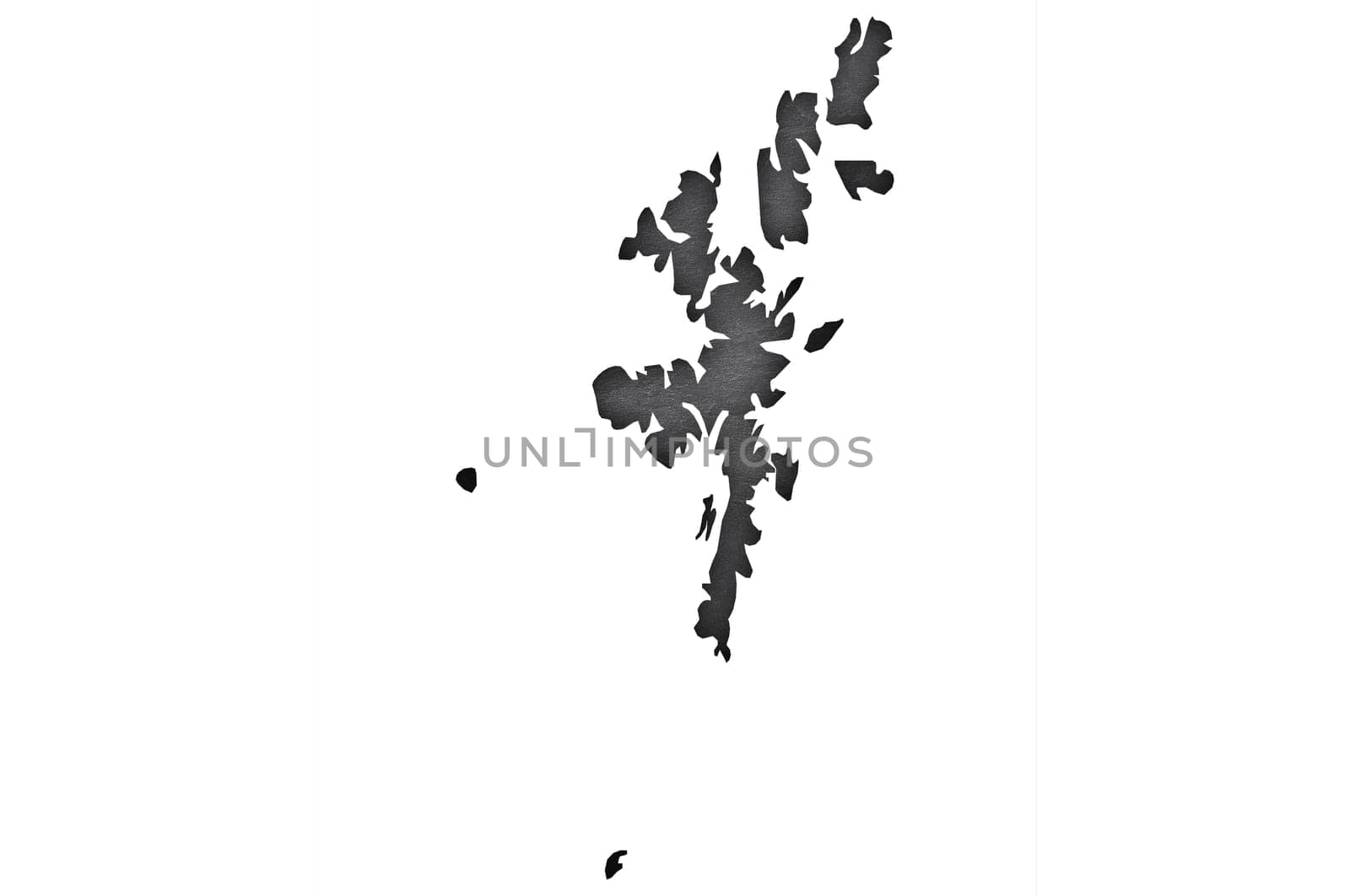 Map of Shetland Islands on dark slate