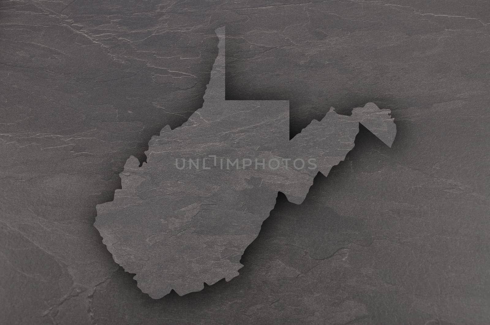 Map of West Virginia on dark slate