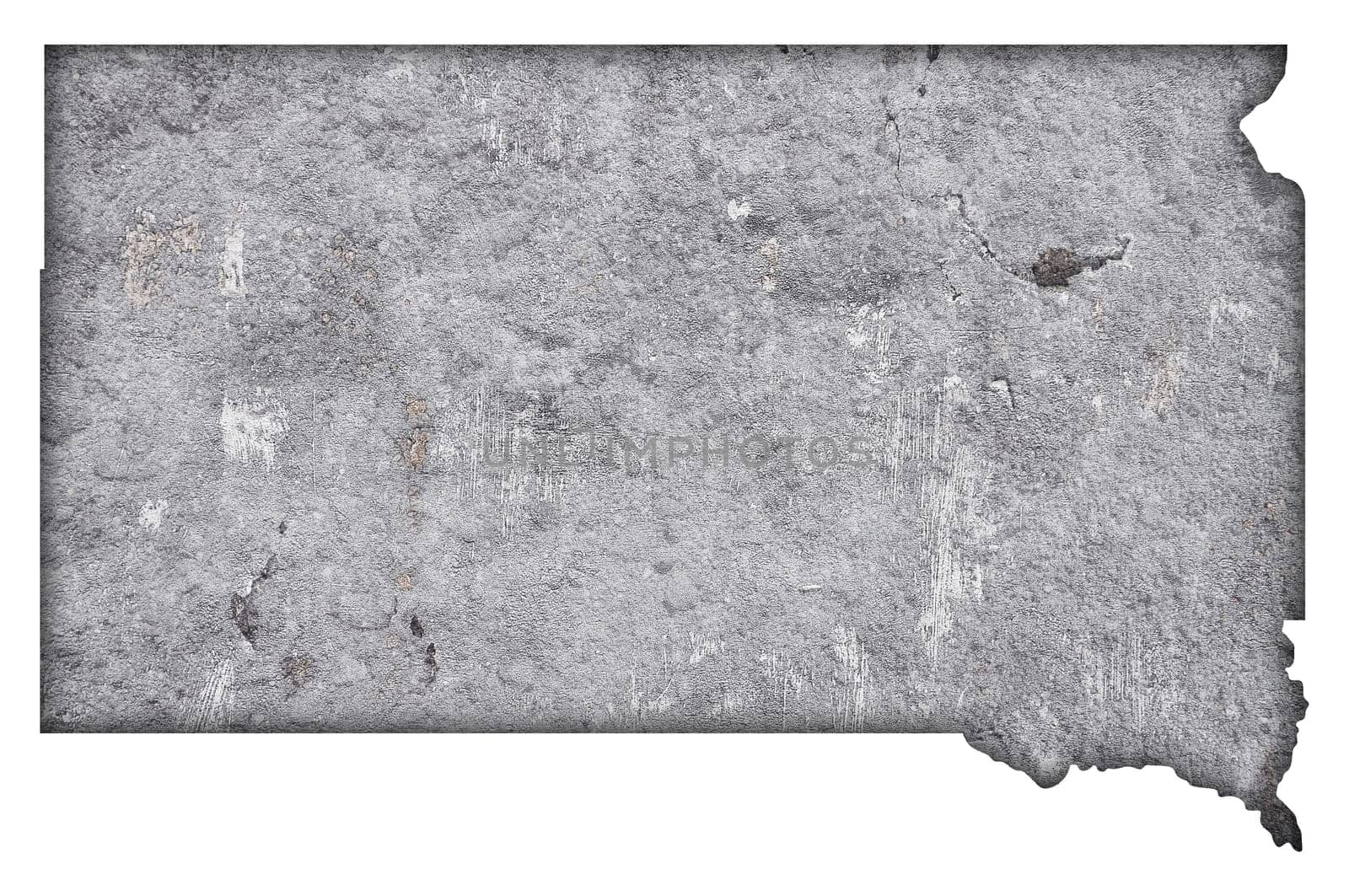Map of South Dakota on weathered concrete