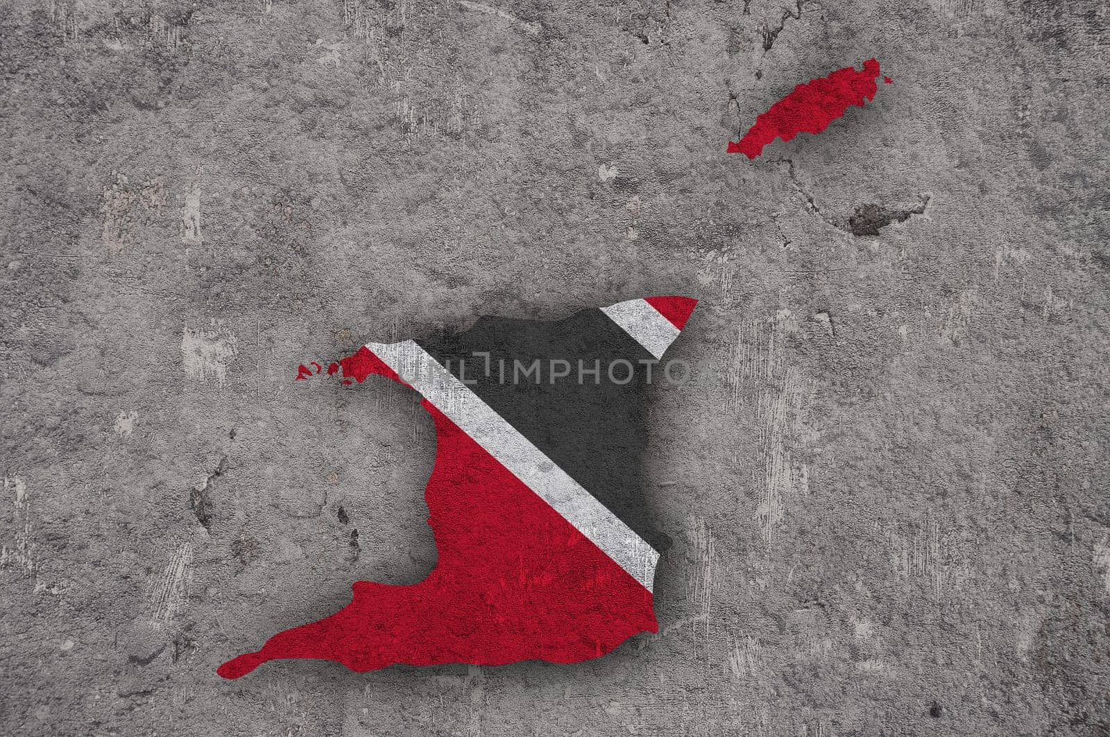 Map and flag of Trinidad and Tobago on weathered concrete