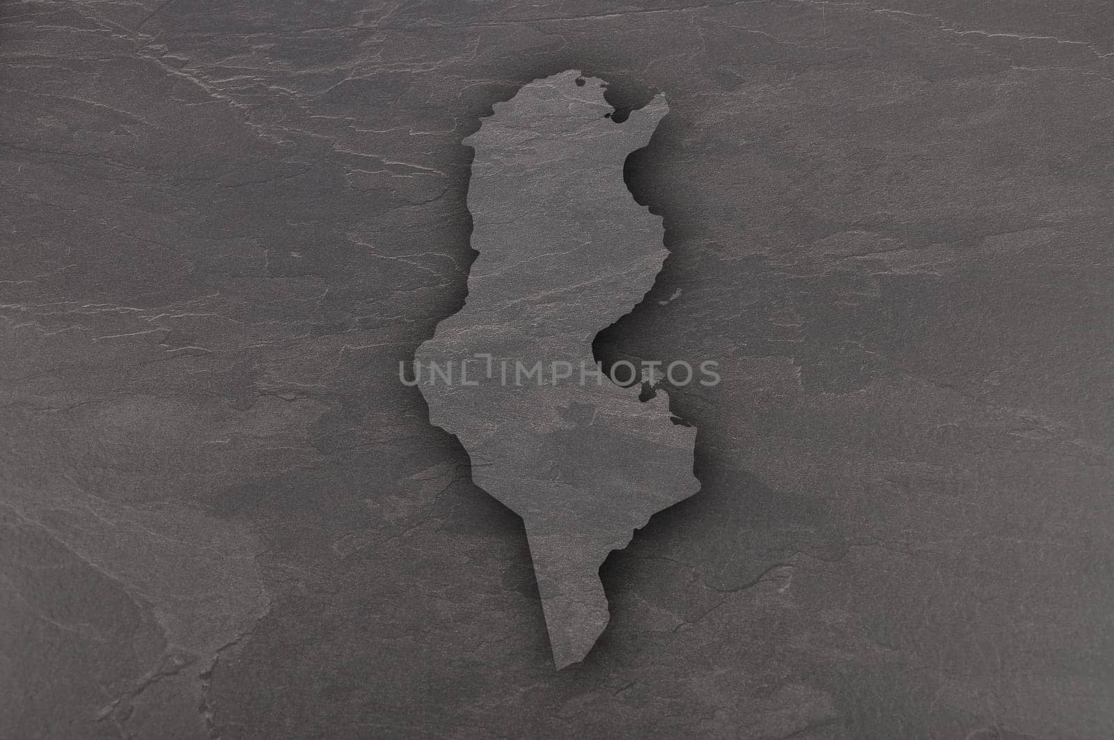 Map of Tunisia on dark slate