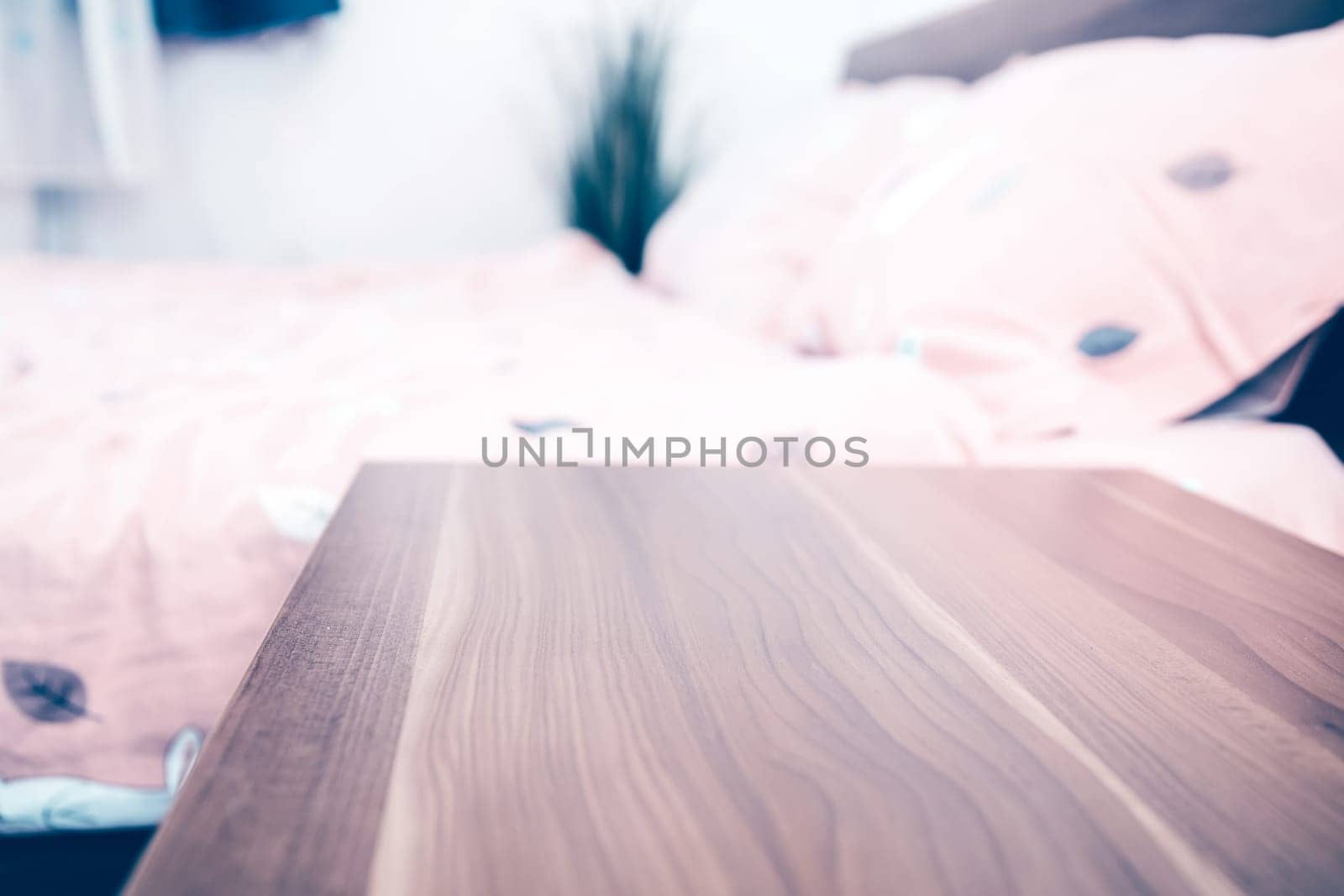 Bright, cute and cozy home bedroom interior design - close up photo
