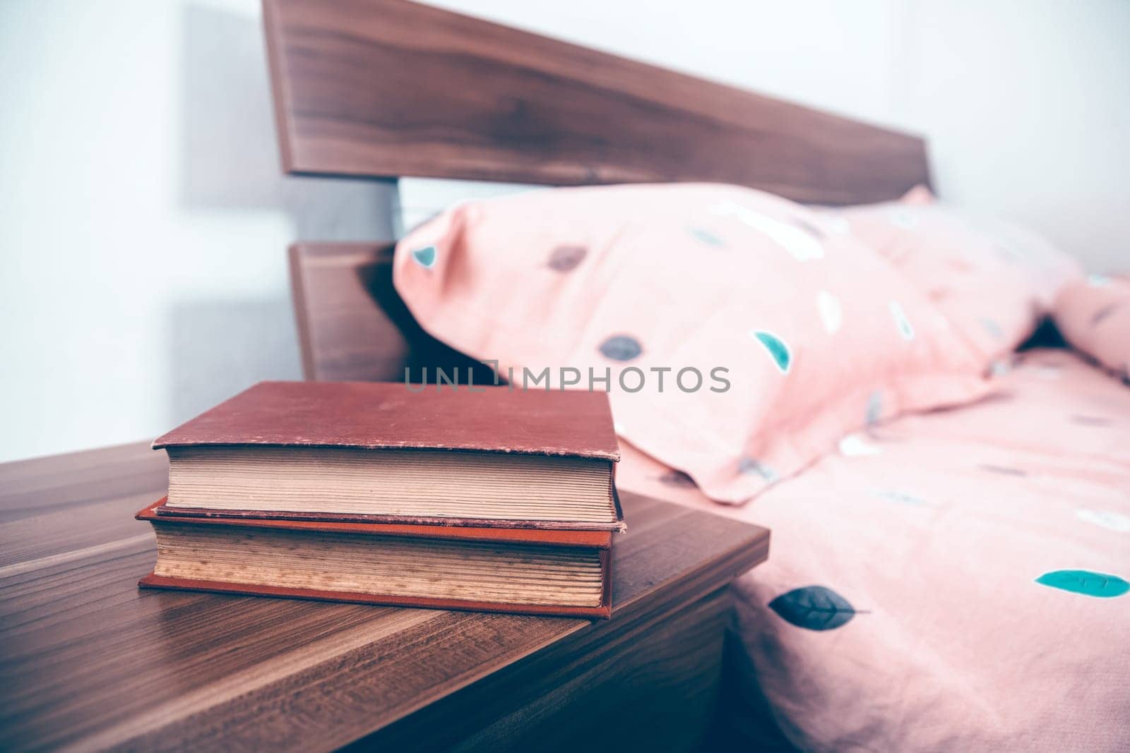 Bright, cute and cozy home bedroom interior design - close up photo